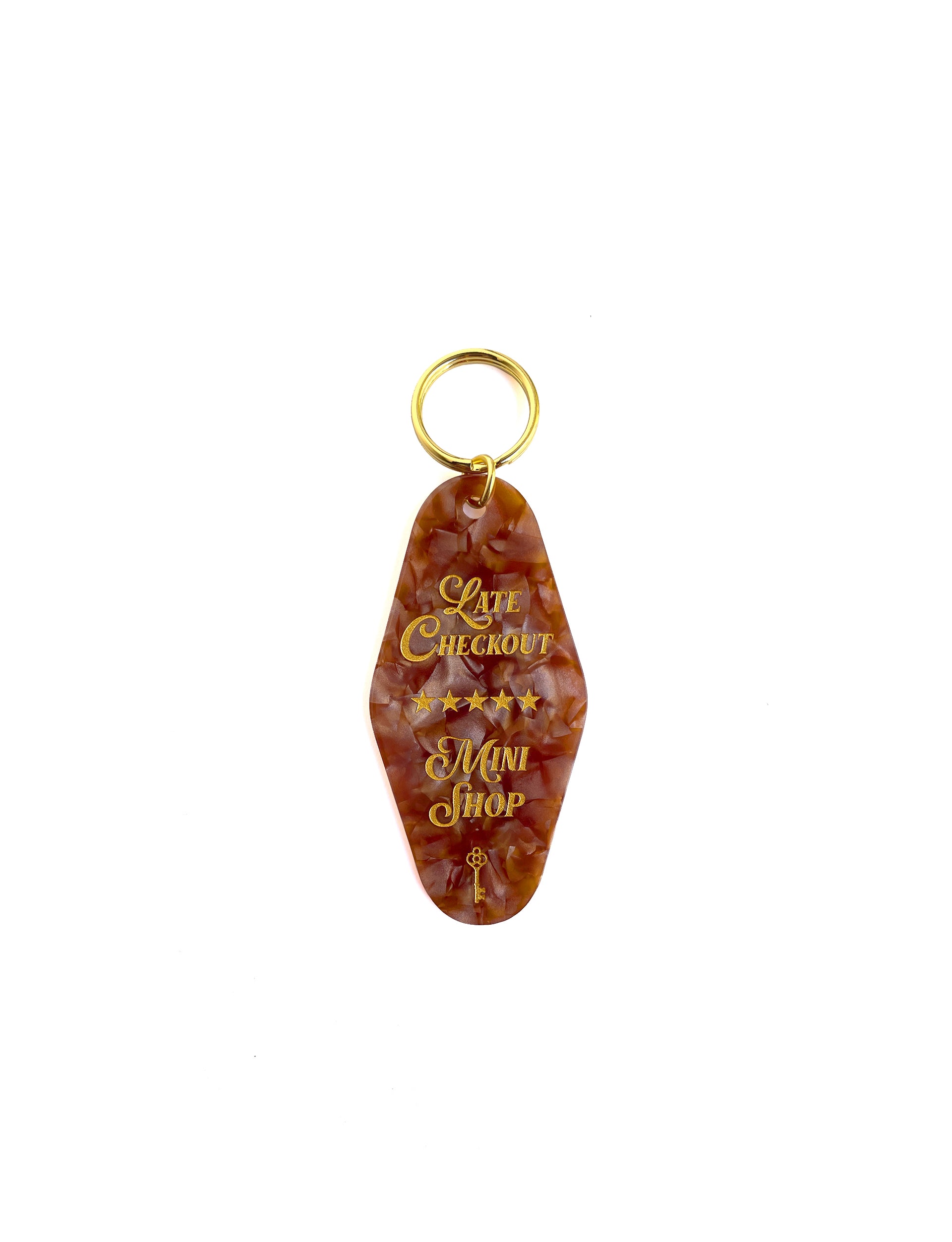LATE CHECKOUT X MINISHOPMADRD MOTEL KEYCHAIN BROWN