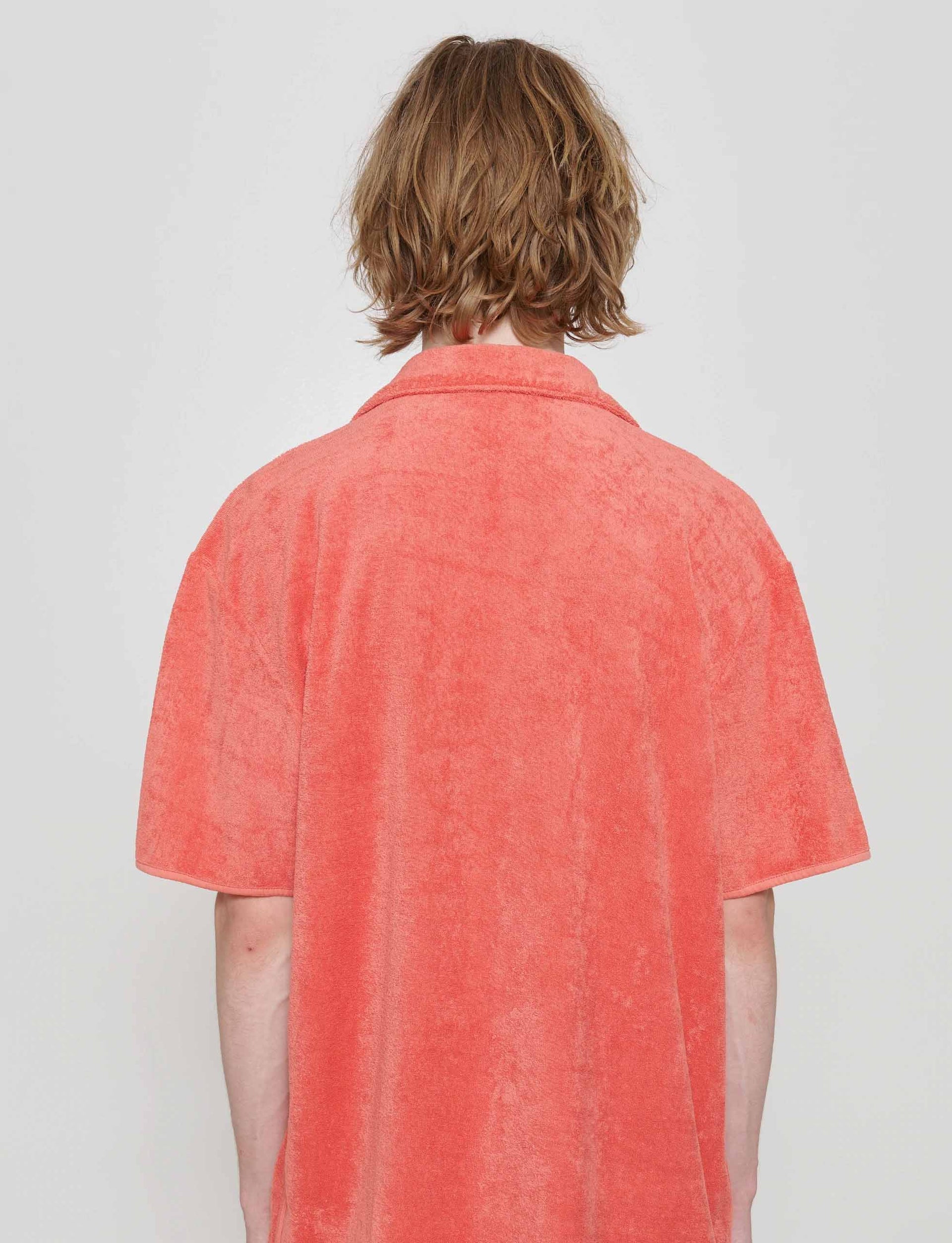 CMMN SWDN Terry camp collar shirt coral