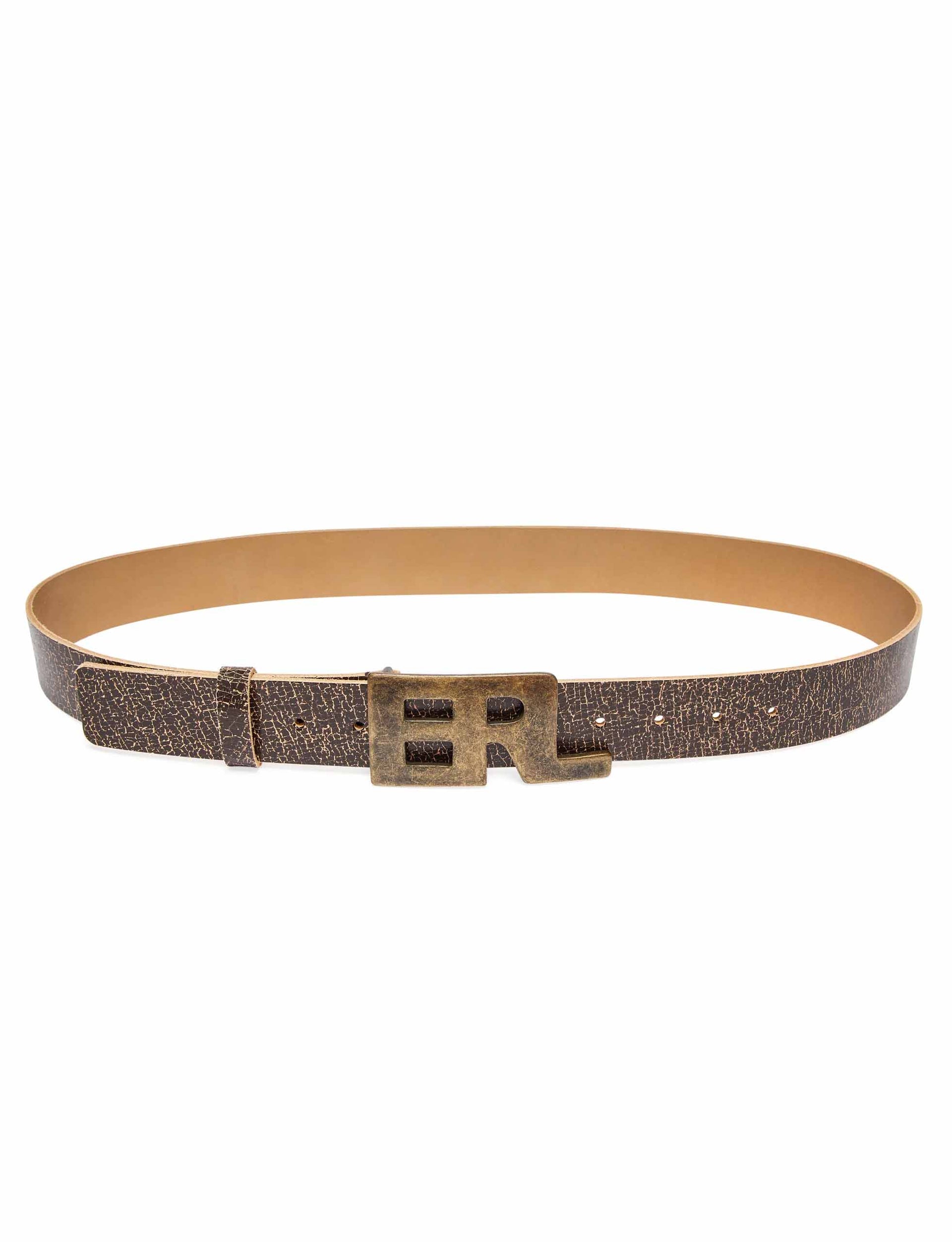 ERL UNISEX LOGO BELT LEATHER BROWN