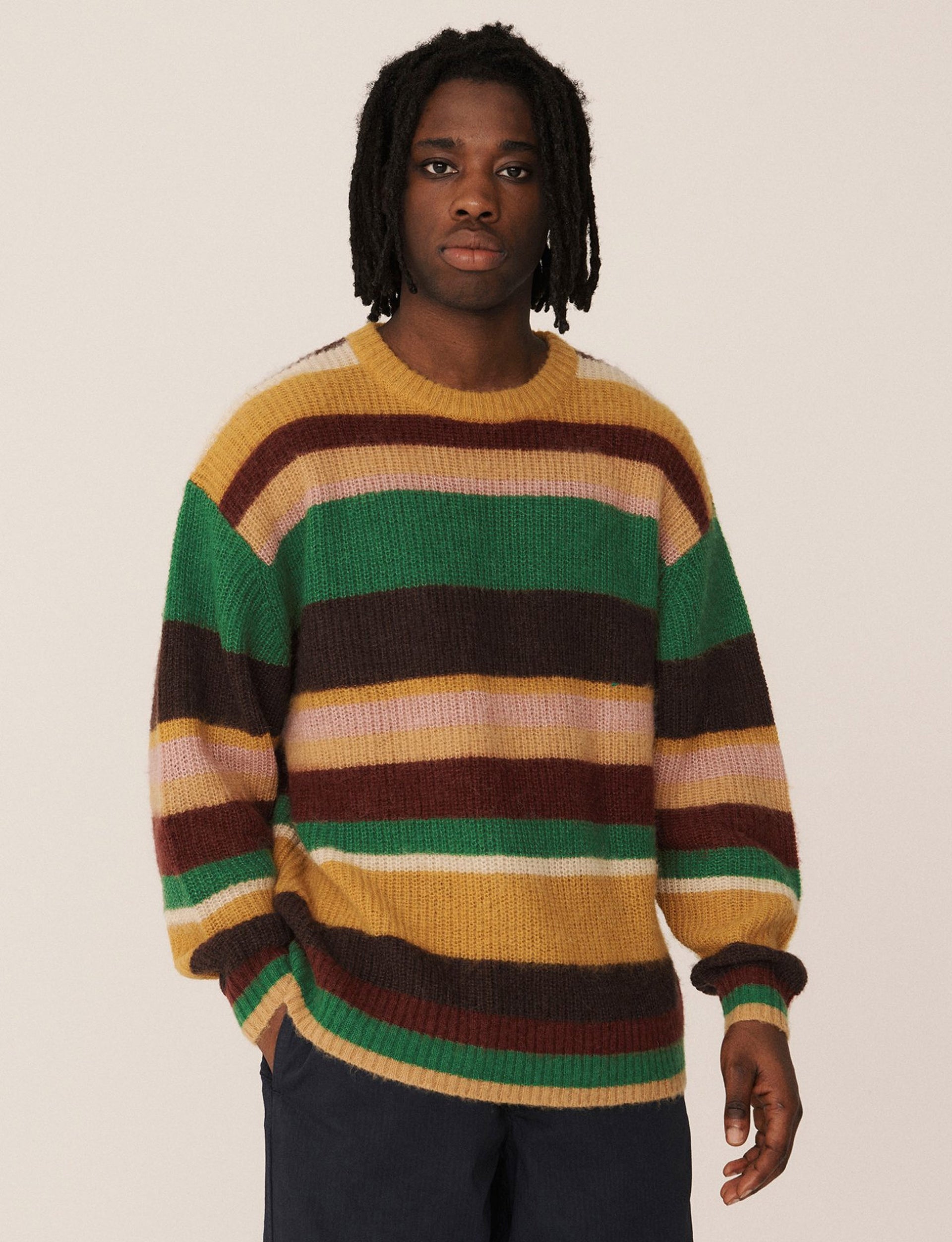 YMC UNDERTONES STRIPE CREWNECK JUMPER MULTI