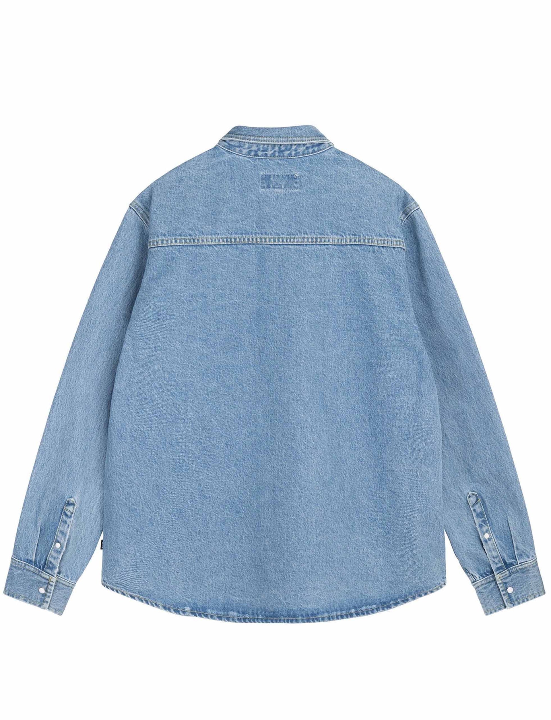STÜSSY Boxy Western Denim Shirt light blue