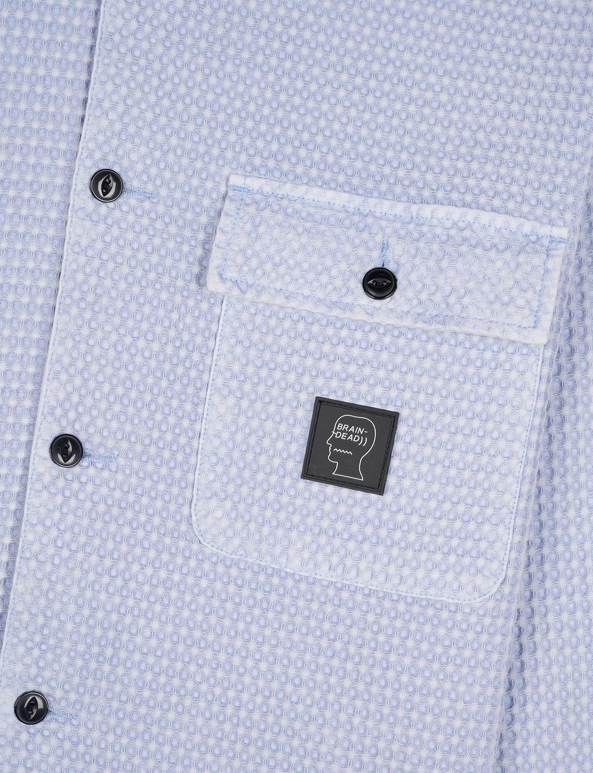 BRAIN DEAD Waffle Snap Front Shirt BLUE