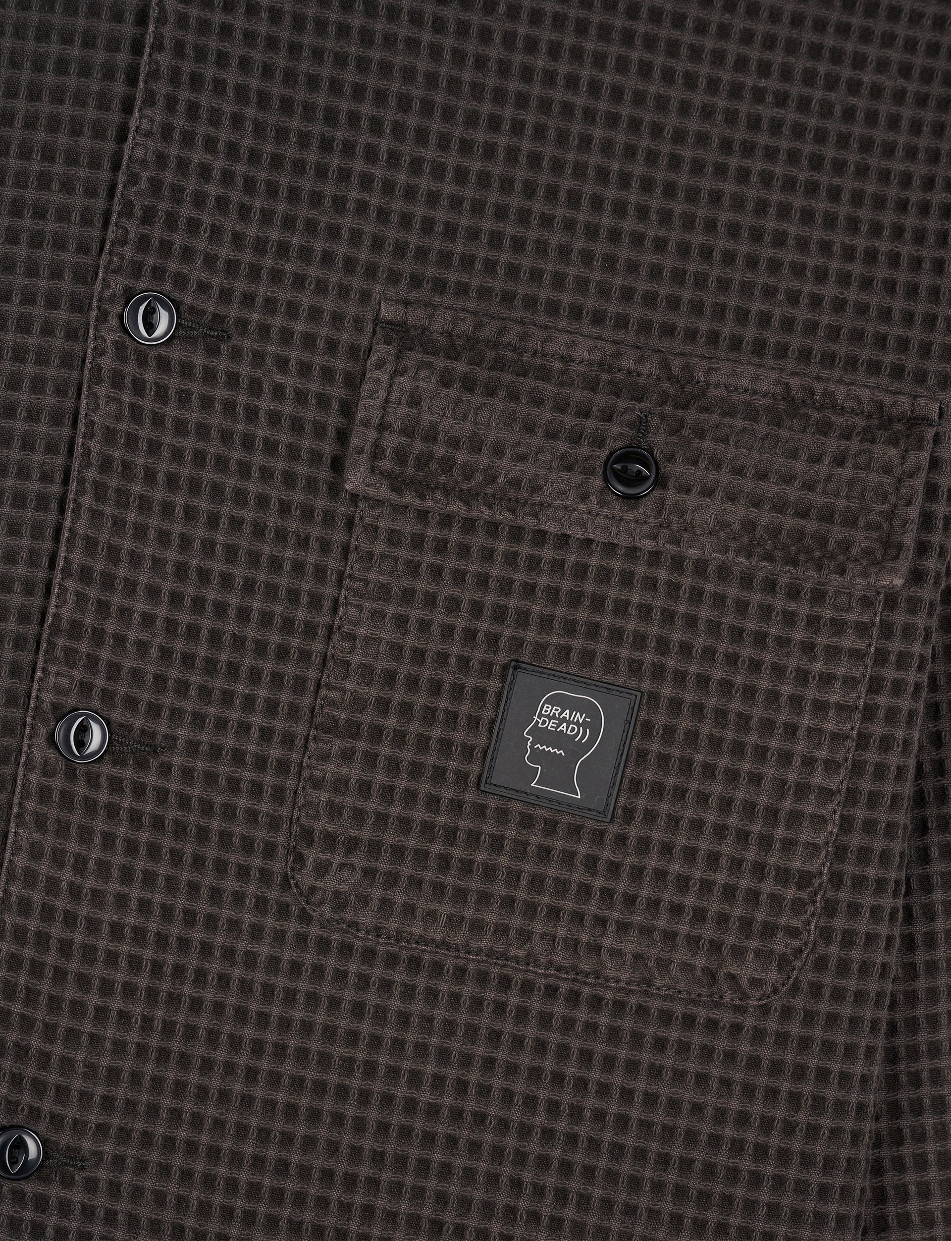 BRAIN DEAD Waffle Snap Front Shirt GREY
