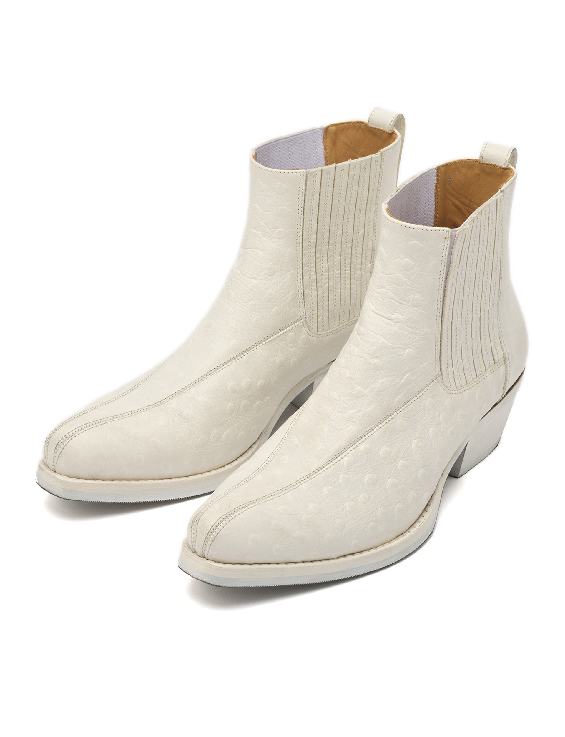 OUR LEGACY ABSTRACT GATOR BOOT FAUXSTRICH WHITE LEATHER