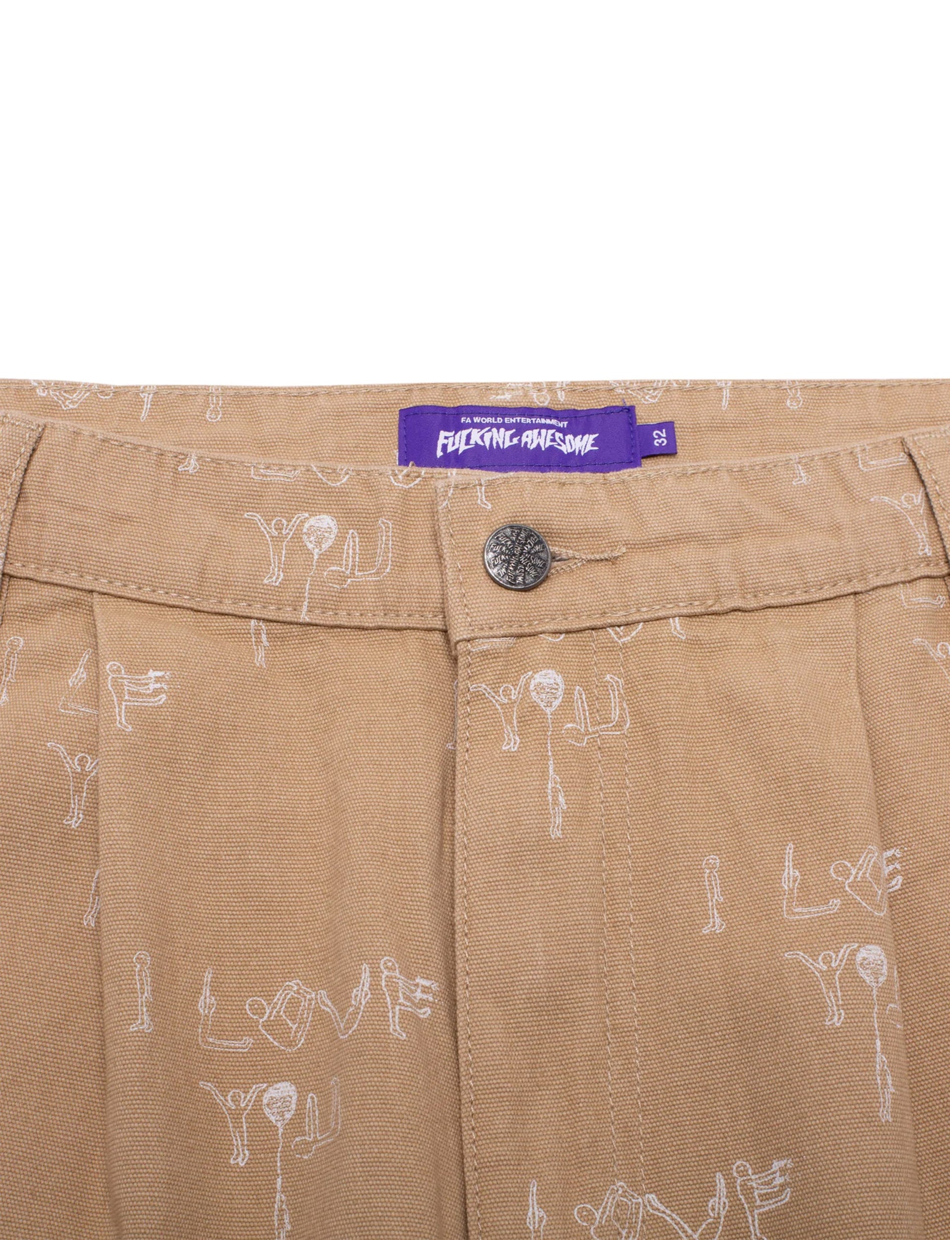 FUCKING AWESOME I love You Pleated Baggy Pant - Khaki