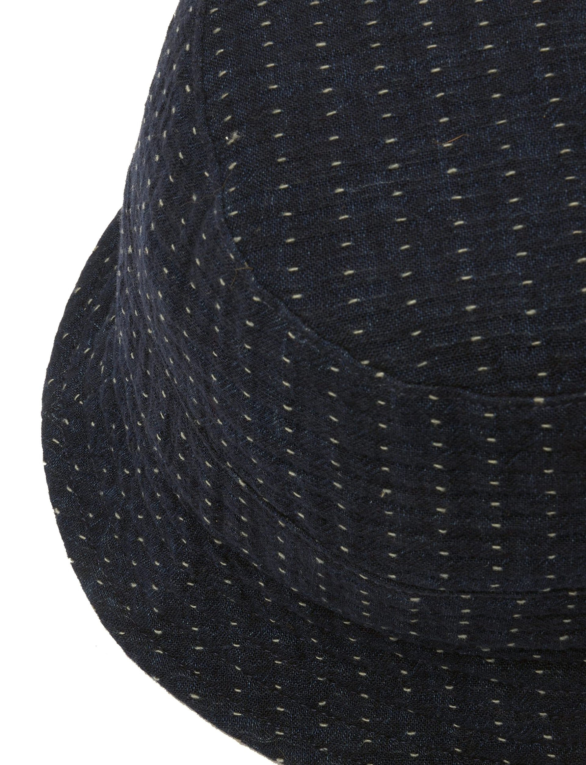 YMC SASHIKO COTTON BUCKET HAT INDIGO