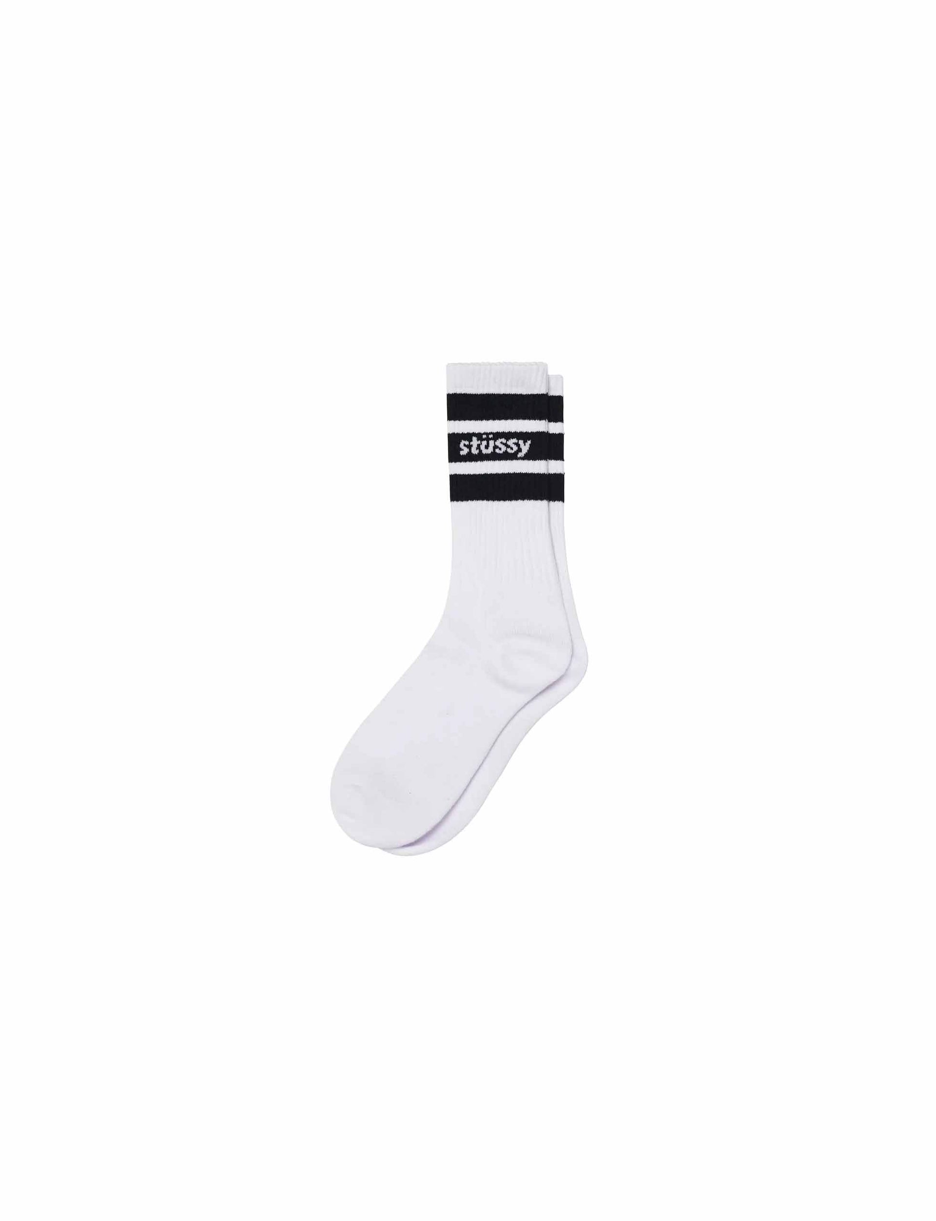 STÜSSY Stripe Crew Socks white/black