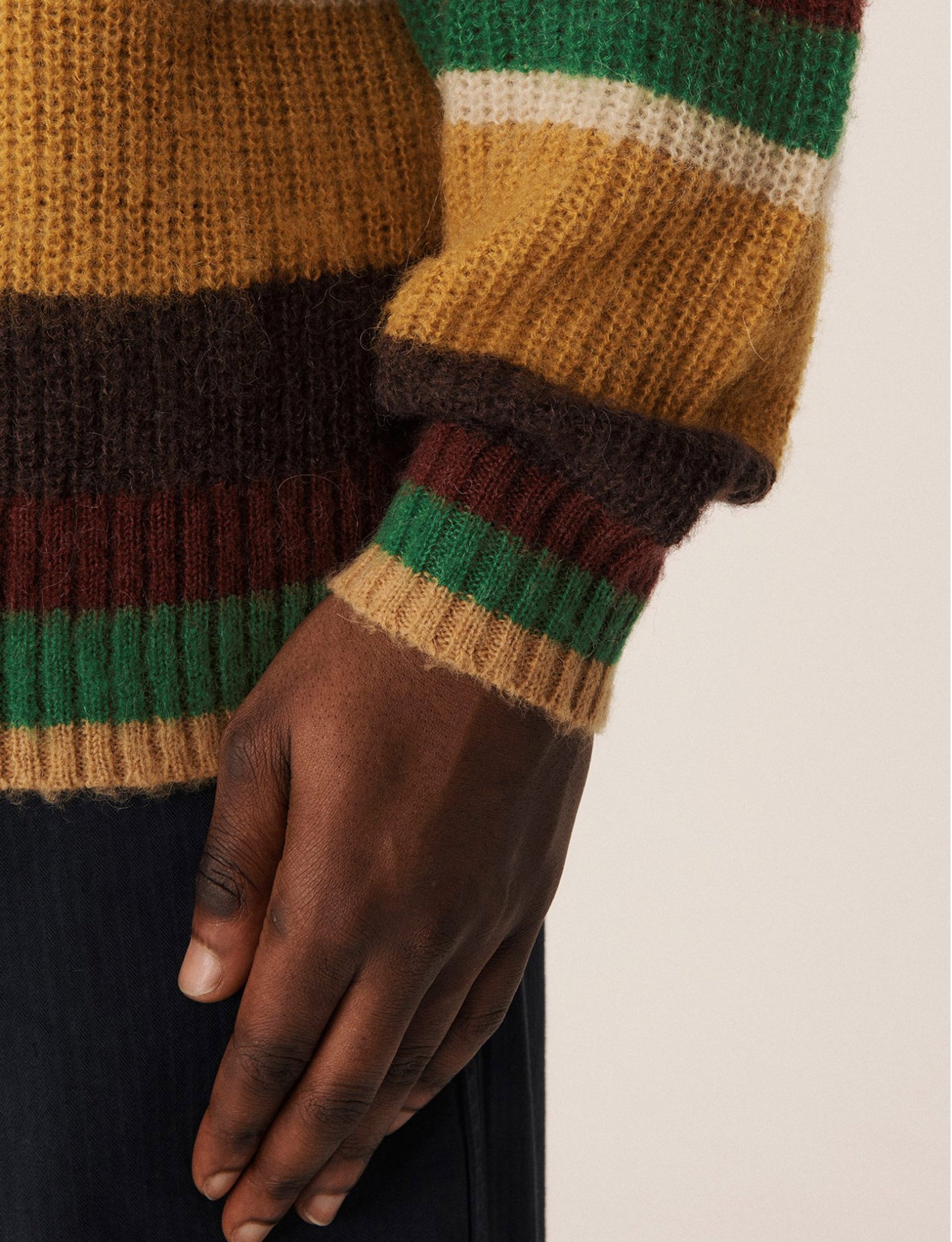 YMC UNDERTONES STRIPE CREWNECK JUMPER MULTI