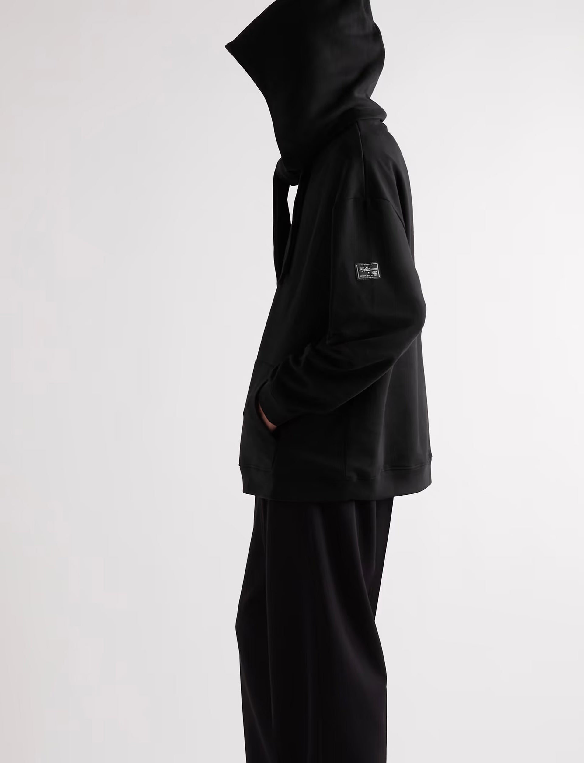 RAF SIMONS Regular fit hoodie with knot hood BLACK