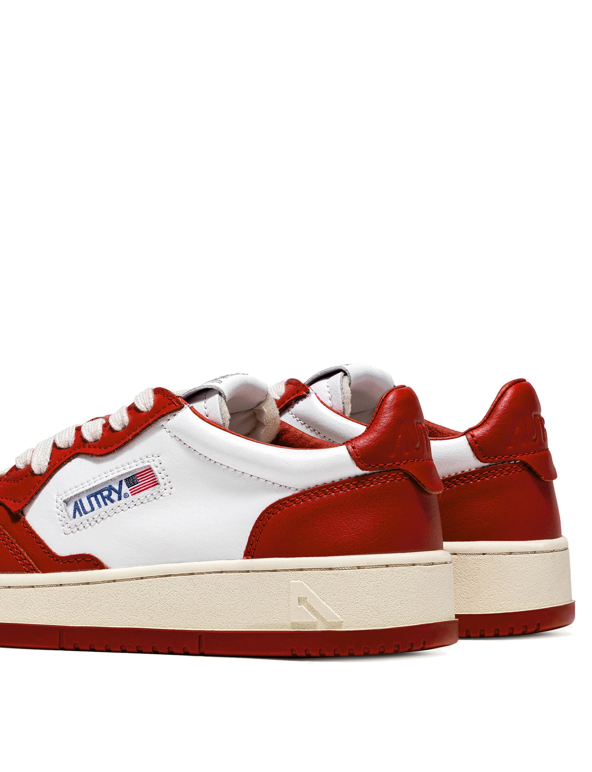 AUTRY SNEAKERS MAN MEDALIST MID SNEAKERS IN LEATHER COLOR WHITE RED