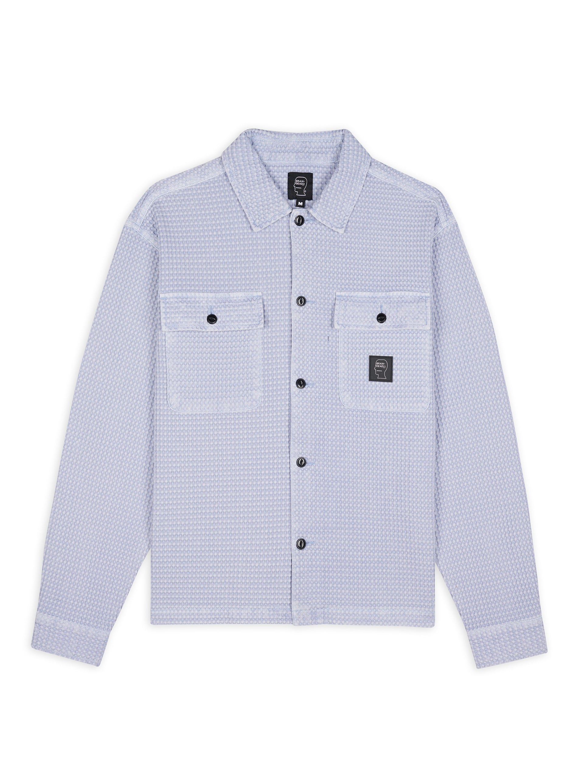 BRAIN DEAD Waffle Snap Front Shirt BLUE