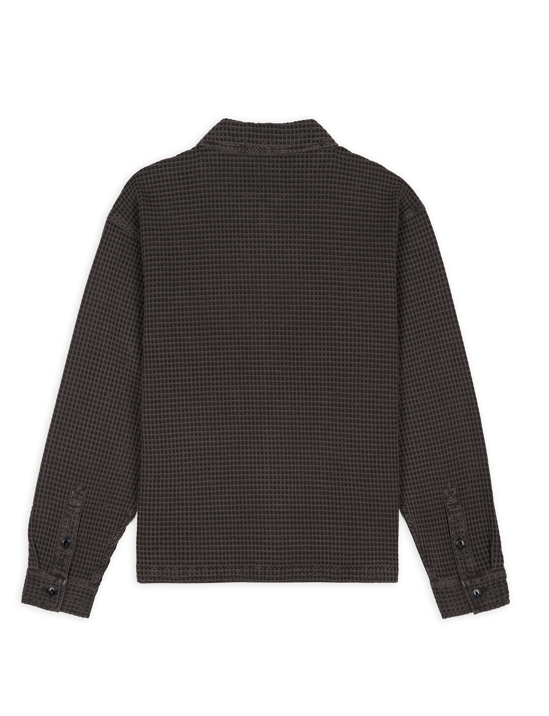 BRAIN DEAD Waffle Snap Front Shirt GREY