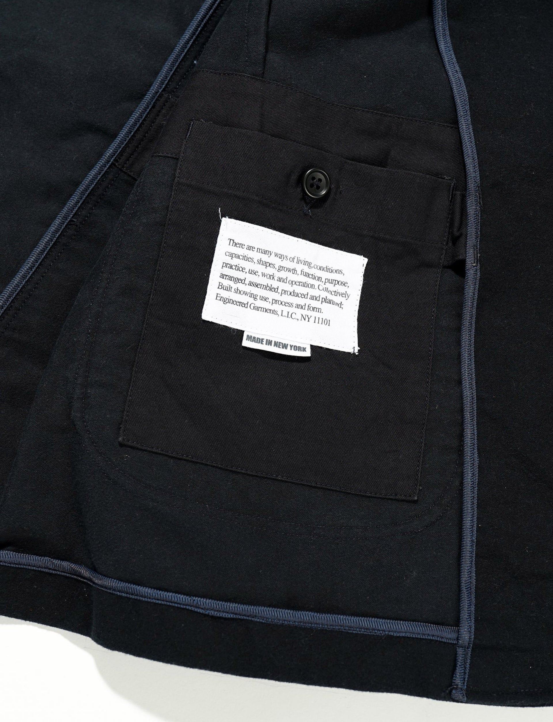 ENGINEERED GARMENTS NB Jacket Dk Navy Cotton Moleskin