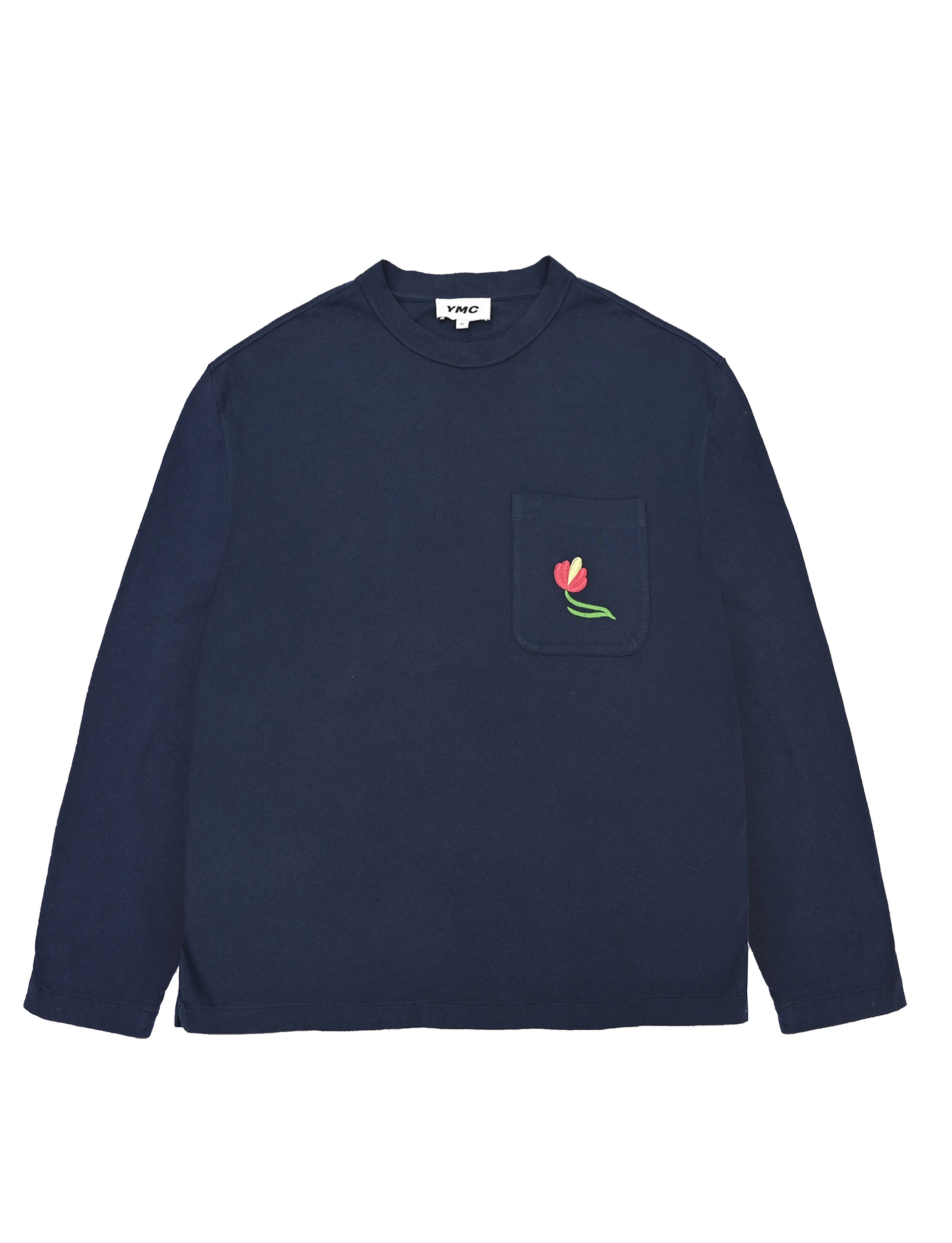YMC MONTEREY FLECKED NEPS JERSEY TOP NAVY