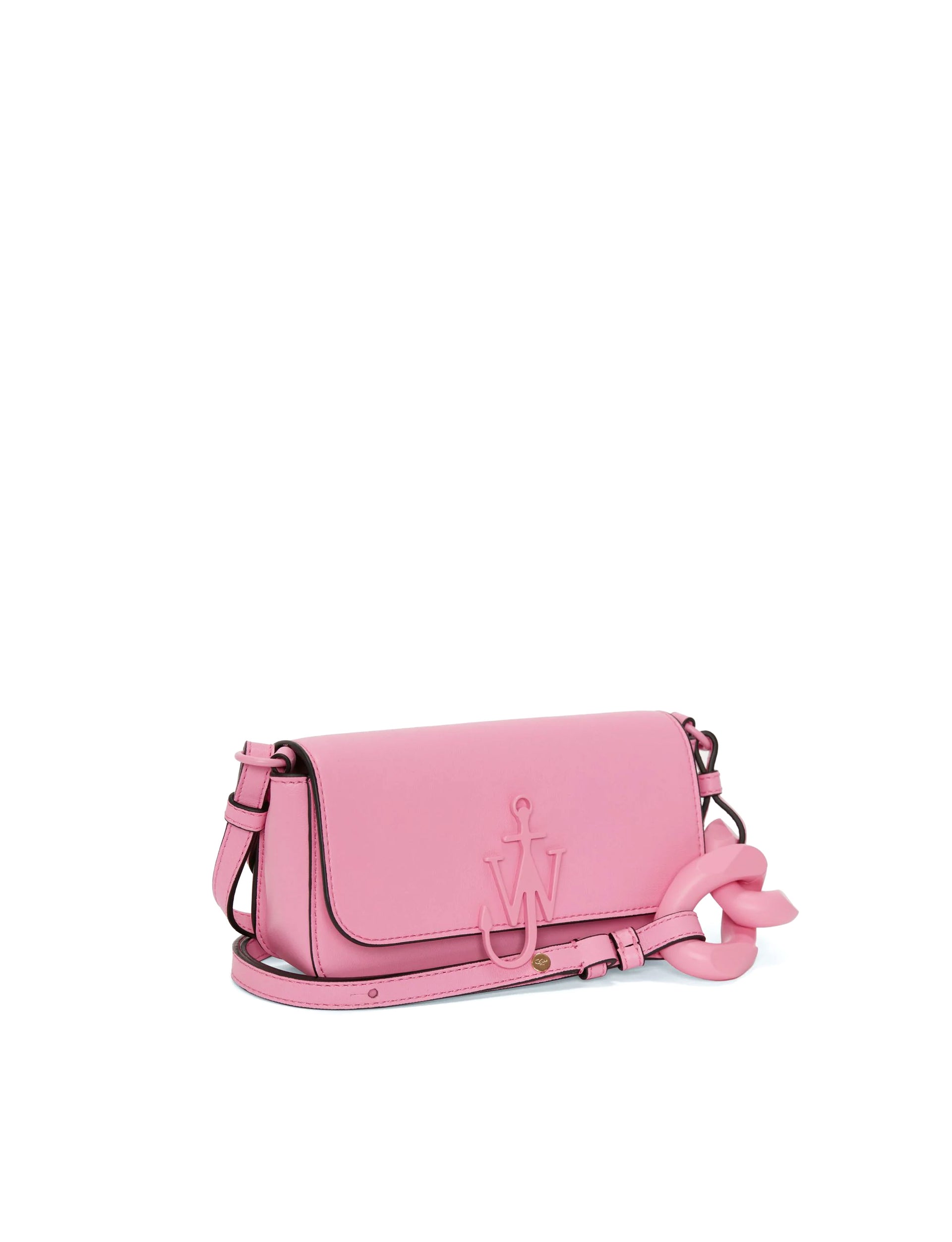 JW ANDERSON TONAL CHAIN BAGUETTE ANCHOR BAG PINK