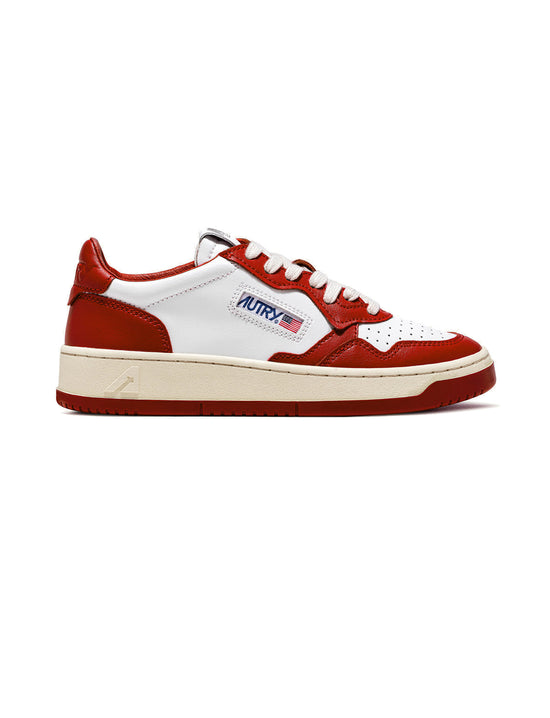 AUTRY SNEAKERS MAN MEDALIST MID SNEAKERS IN LEATHER COLOR WHITE RED
