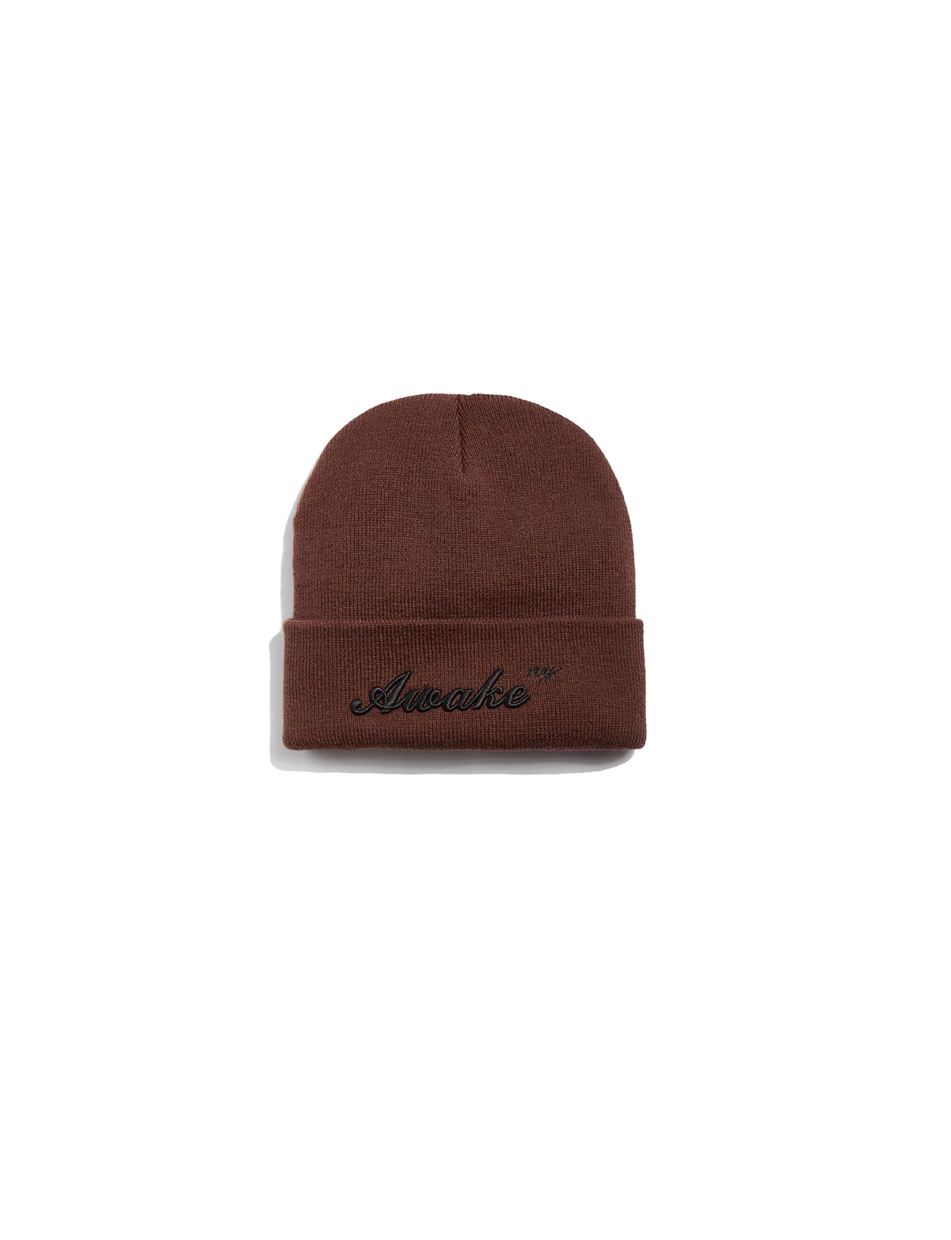 AWAKE SCRIPT LOGO BEANIE MOCHA