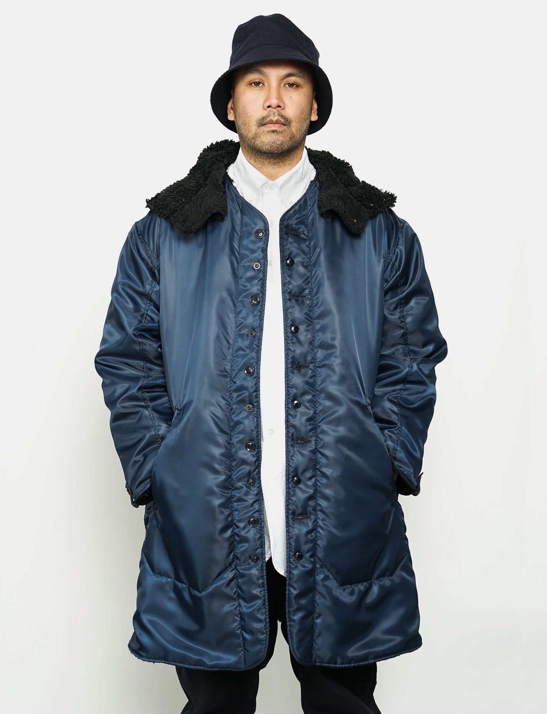 ENGINEERED GARMENTS Liner Jacket Navy Polyester Pilot Twill