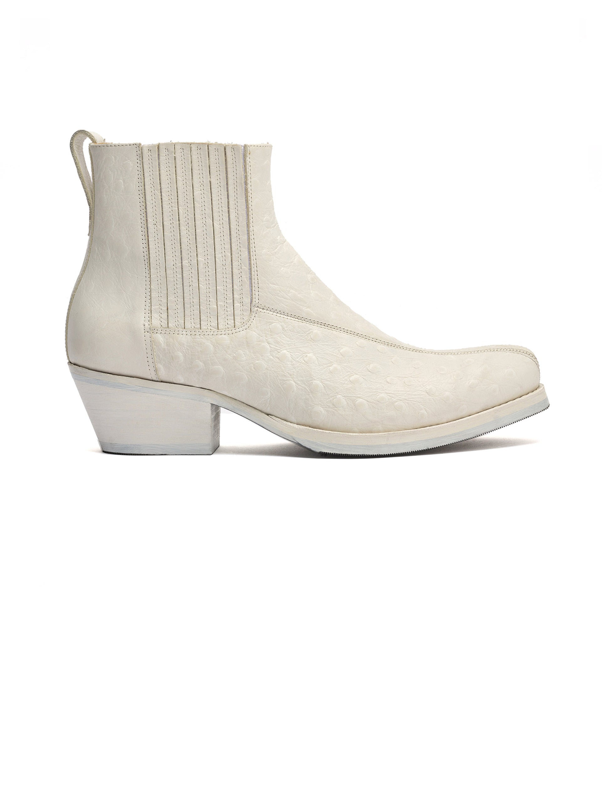 OUR LEGACY ABSTRACT GATOR BOOT FAUXSTRICH WHITE LEATHER