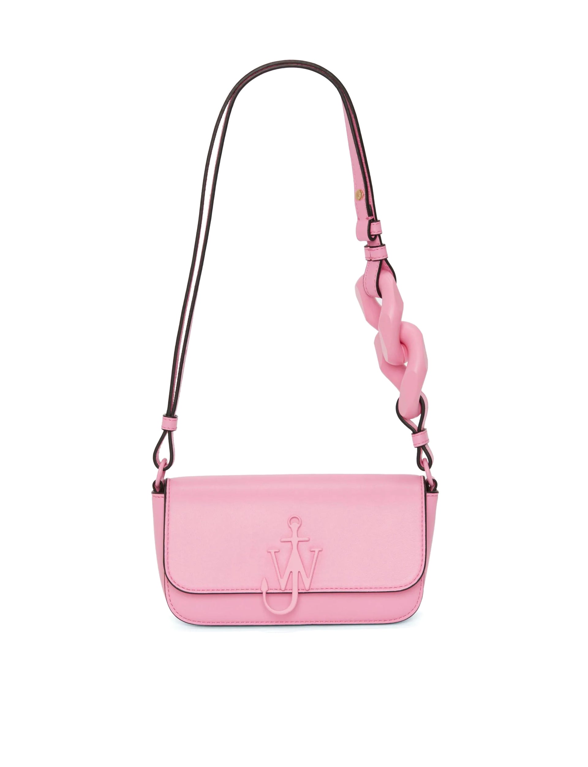JW ANDERSON TONAL CHAIN BAGUETTE ANCHOR BAG PINK