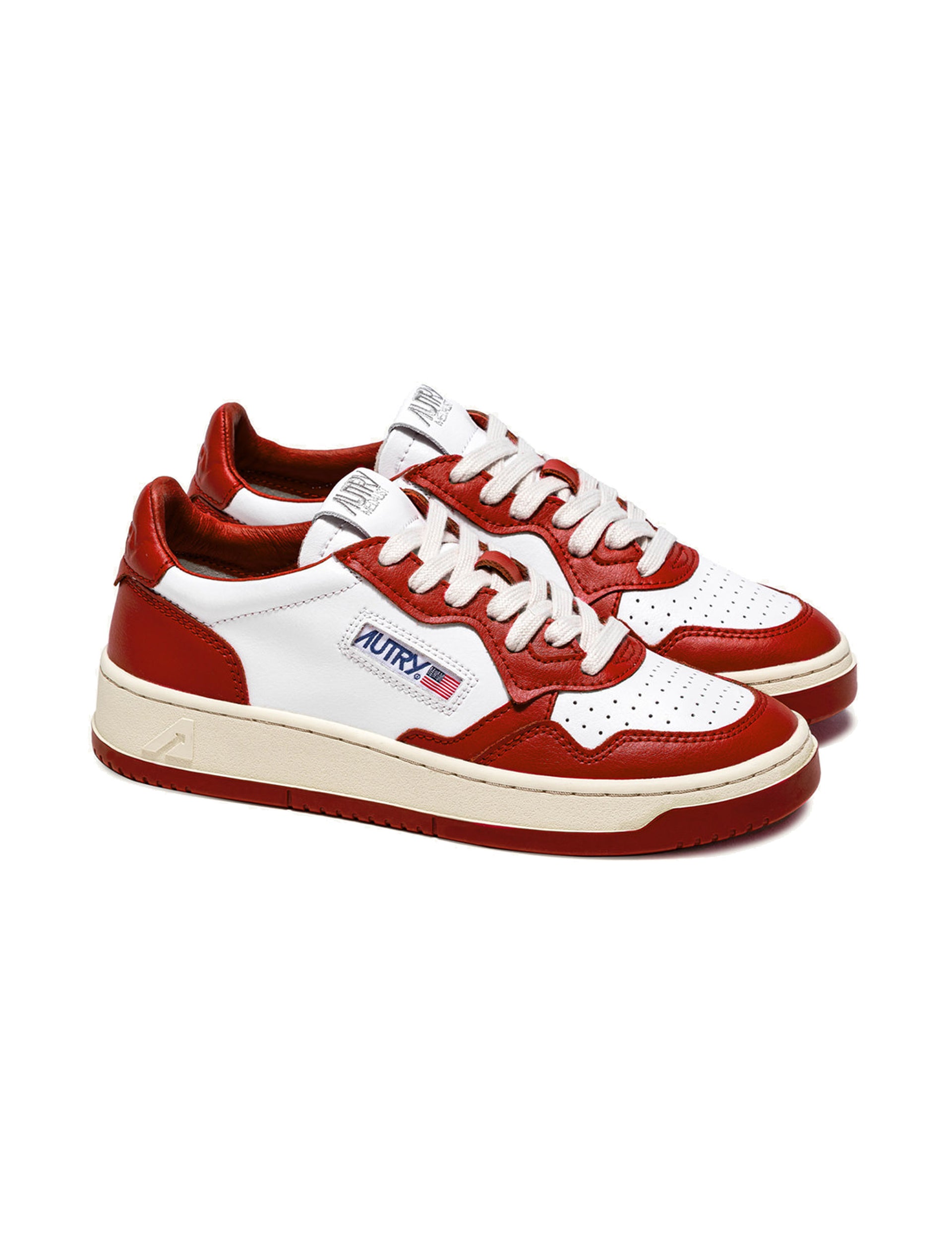 AUTRY SNEAKERS MAN MEDALIST MID SNEAKERS IN LEATHER COLOR WHITE RED