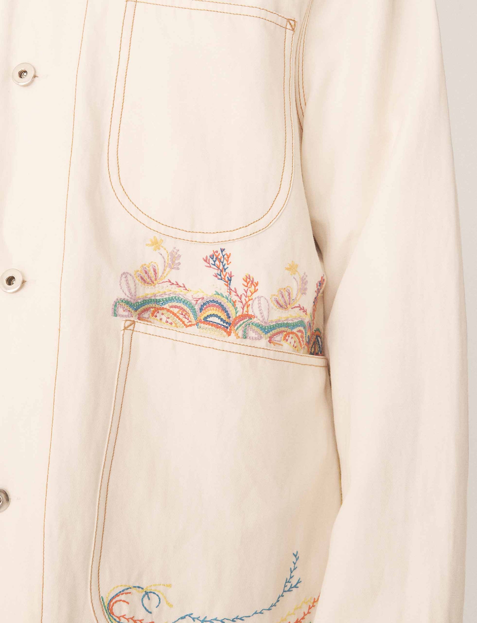 YMC LABOUR CHORE REVERSE LINEN COTTON TWILL JACKET ECRU