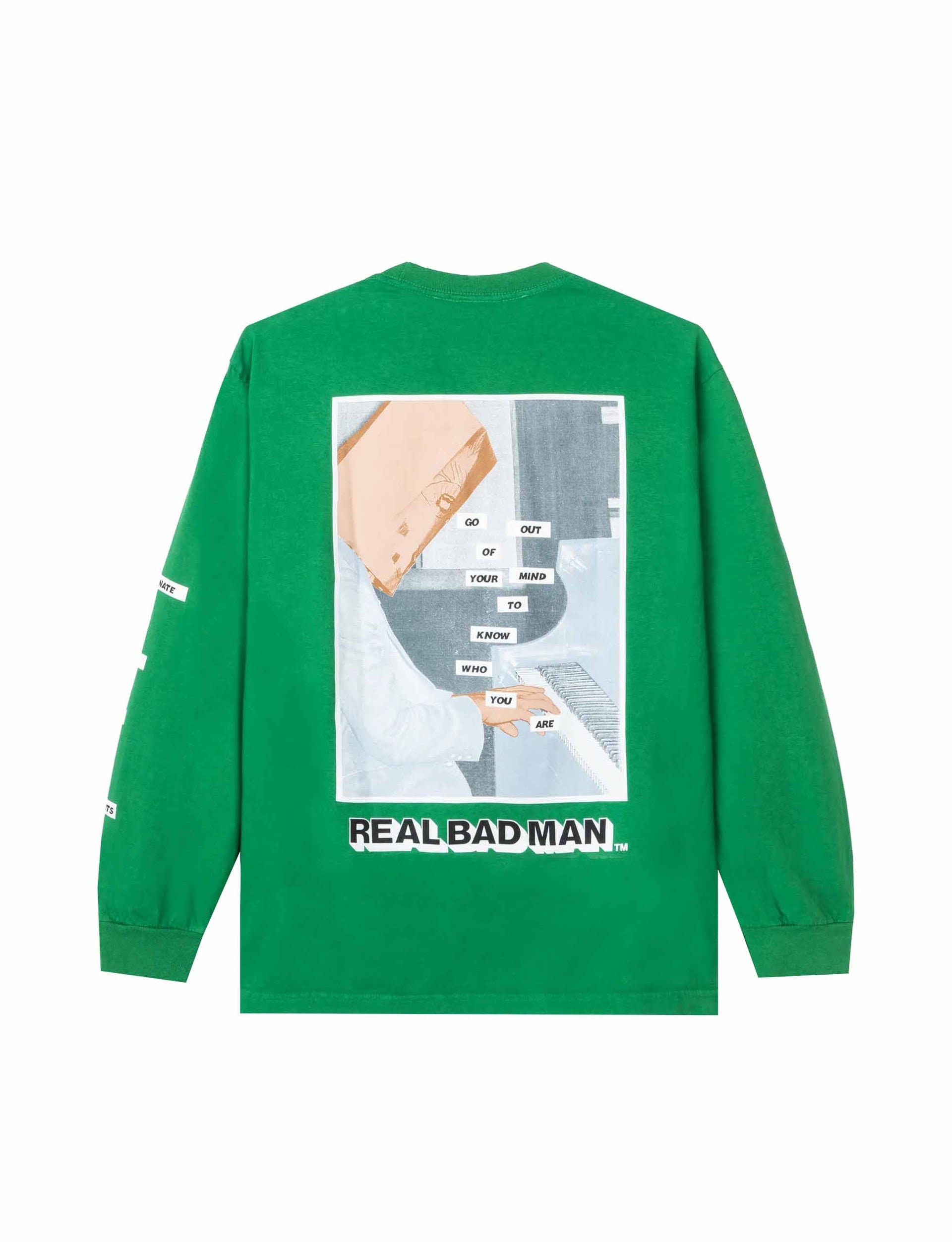 REAL BAD MAN PIANO MAN LS TEE GREEN