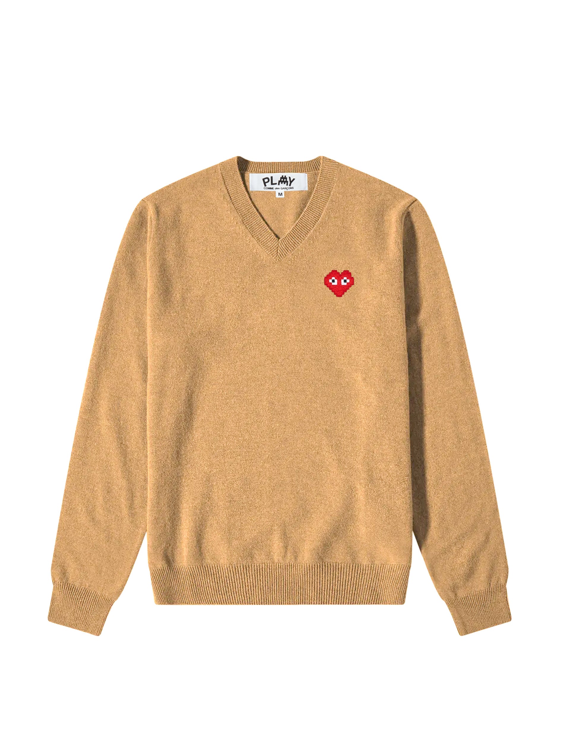 COMME DES GARÇONS X THE ARTIST INVADER V NECK CAMEL