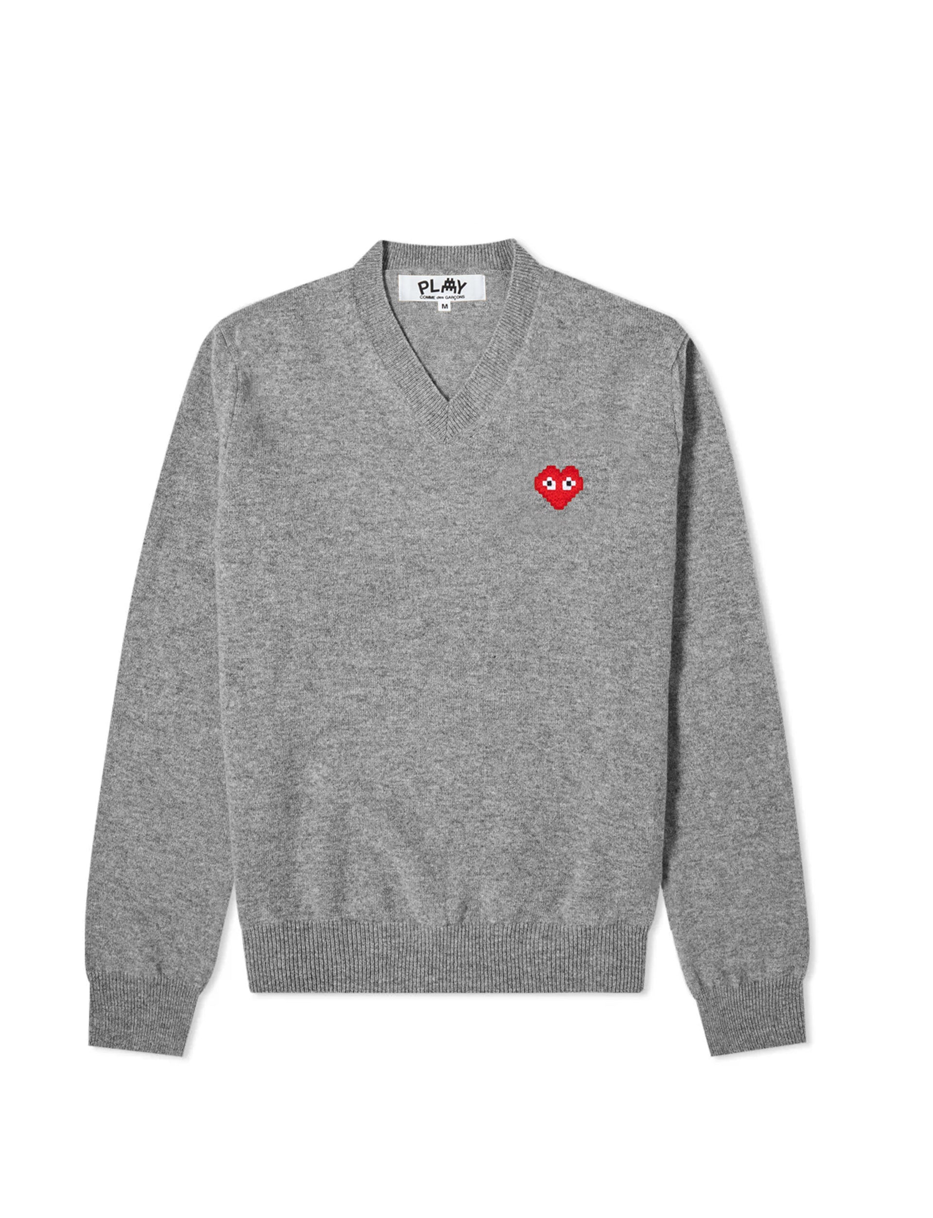 COMME DES GARÇONS X THE ARTIST INVADER V NECK GREY