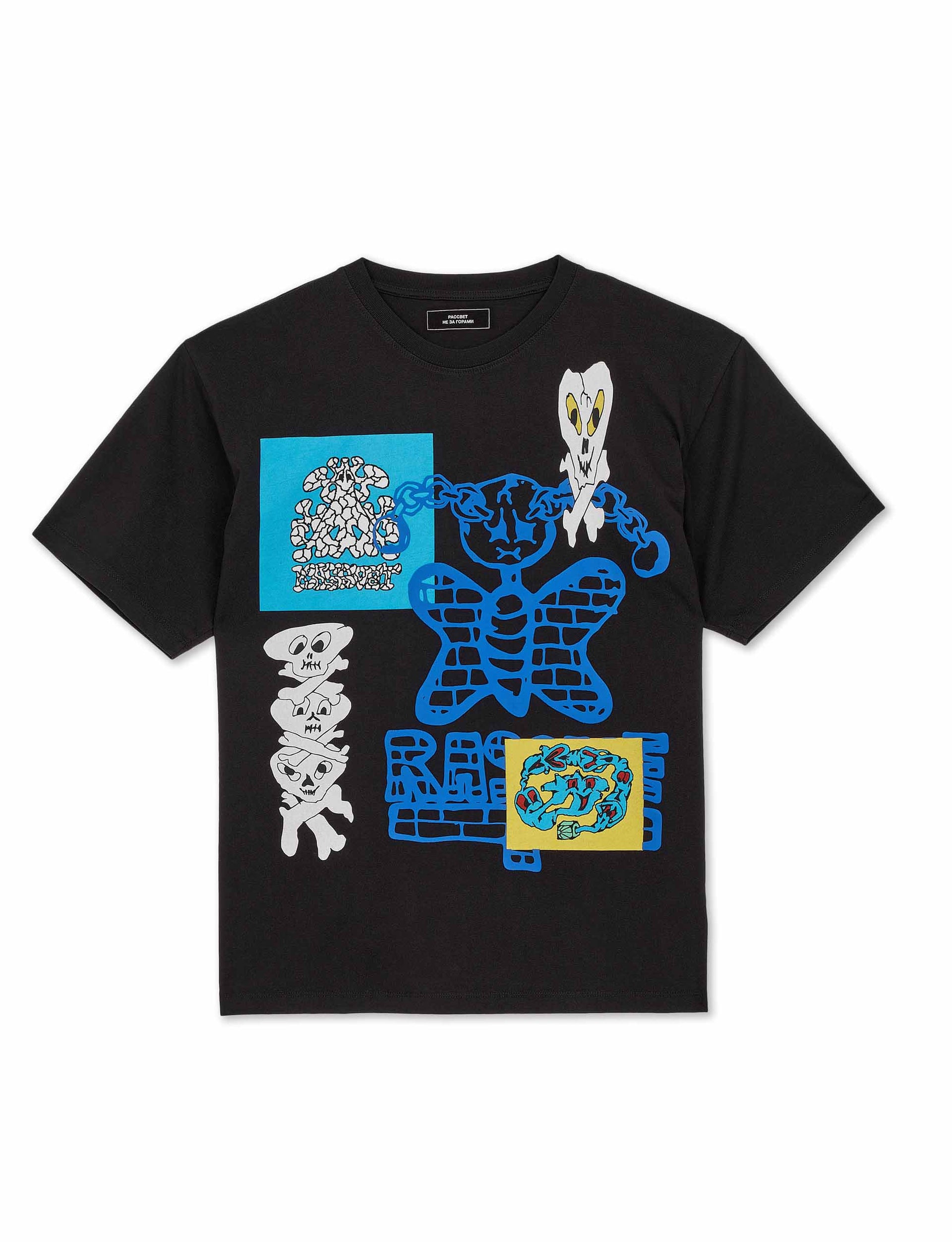 RASSVET MEN CAPTEK MULTI PRINT TSHIRT KNIT BLACK