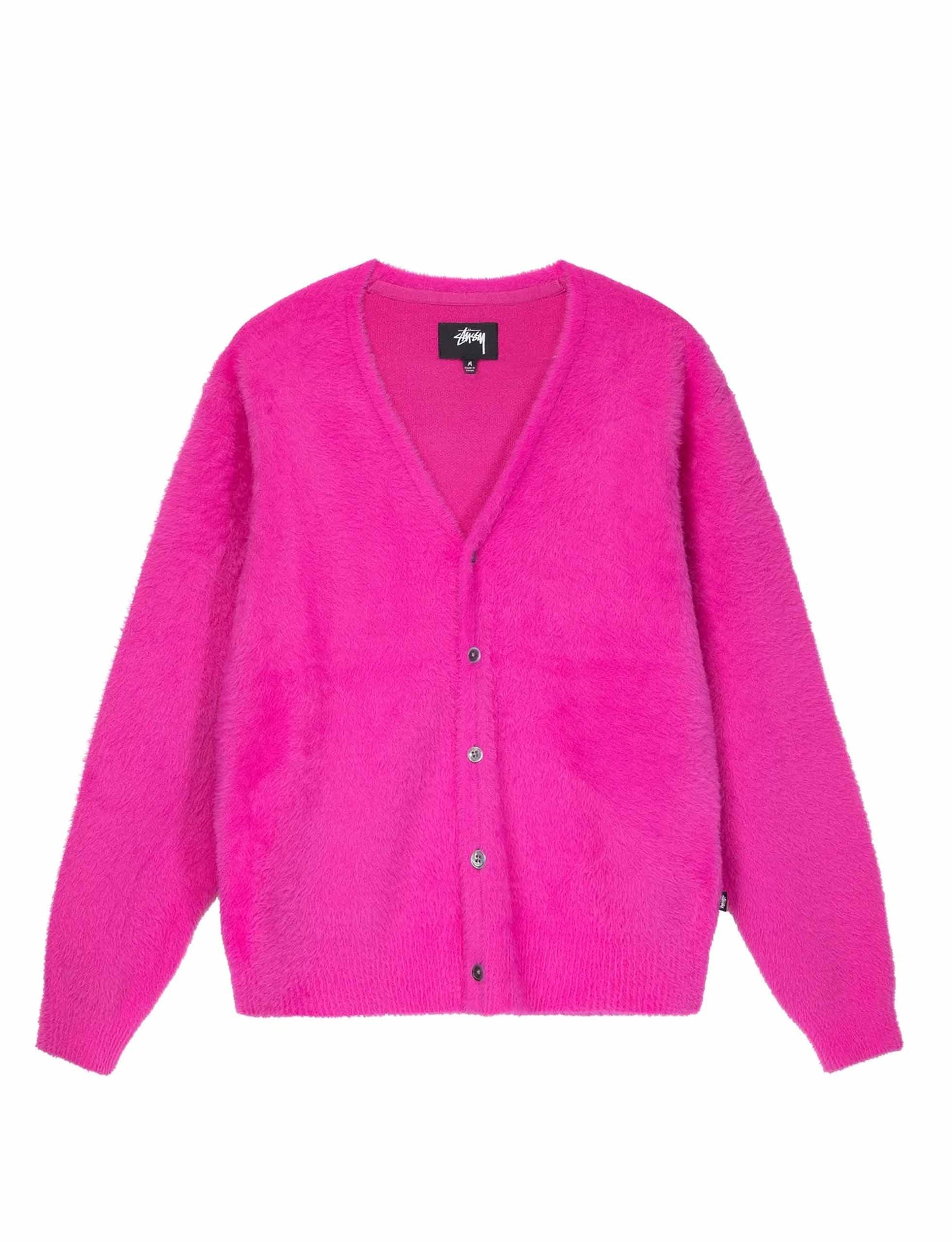 STÜSSY Shaggy Cardigan Fucshia