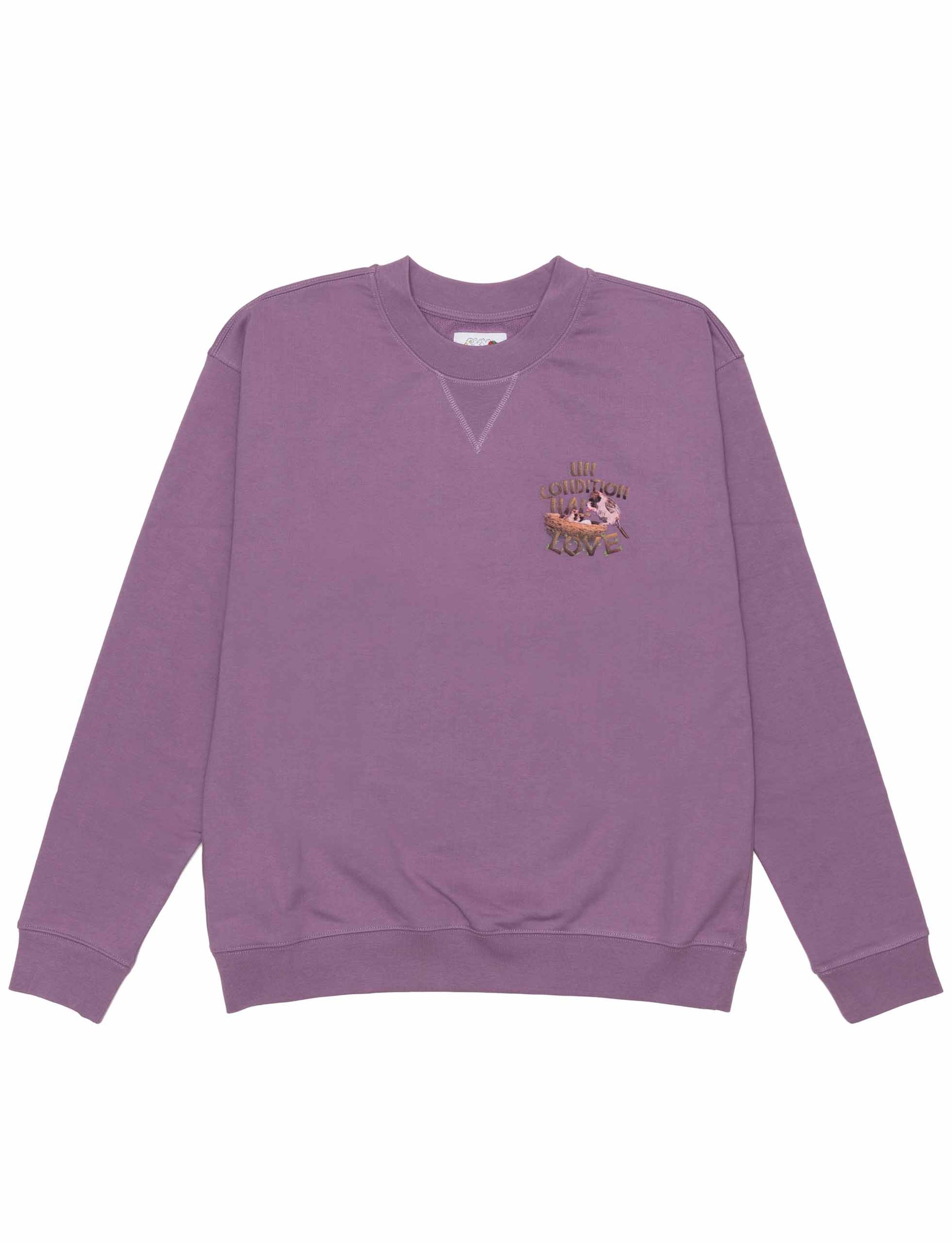SKY HIGH FARM UNISEX UNCONDITIONAL LOVE SWEATSHIRT KNIT LILA