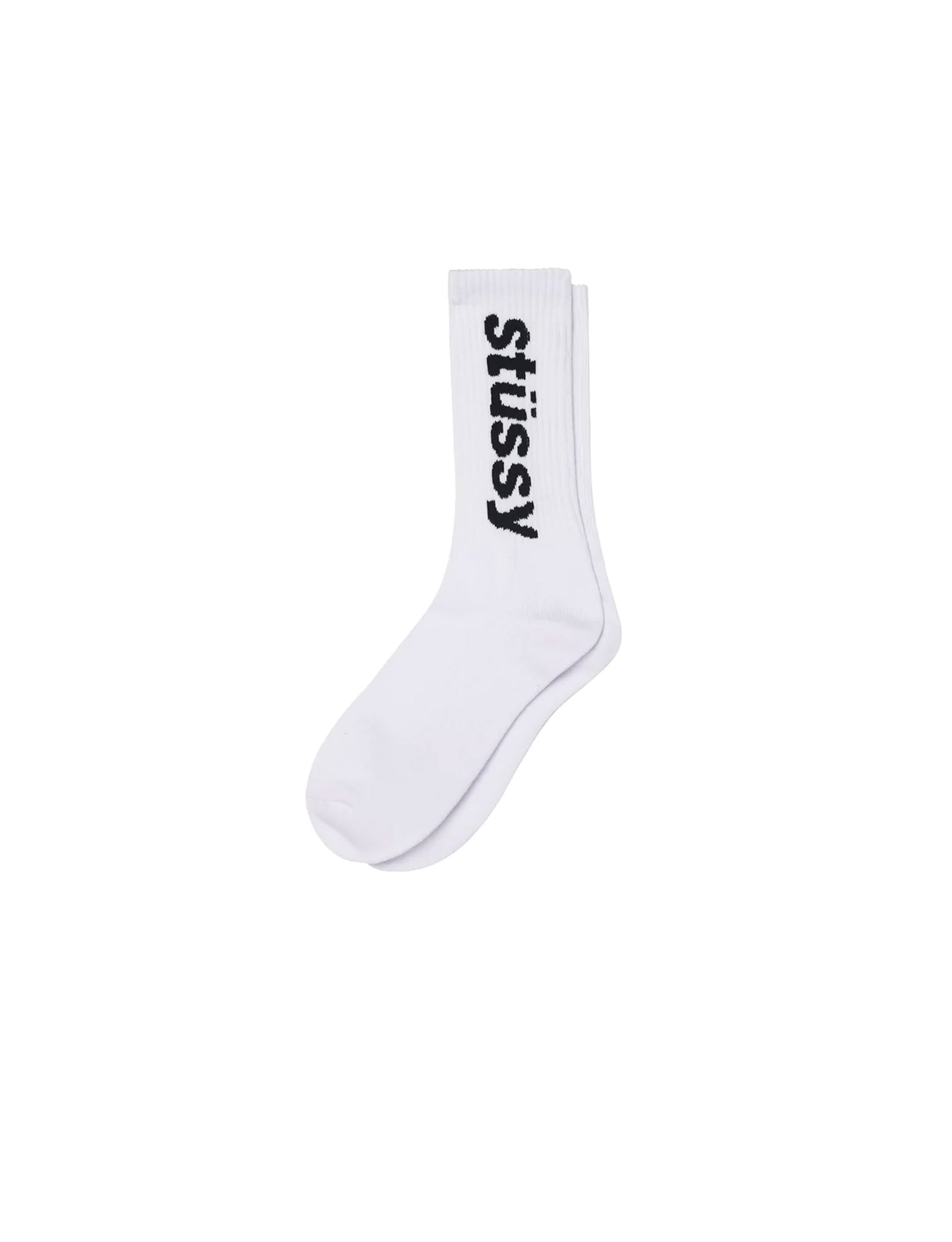 STÜSSY Helvetica Crew Socks WHITE/BLACK