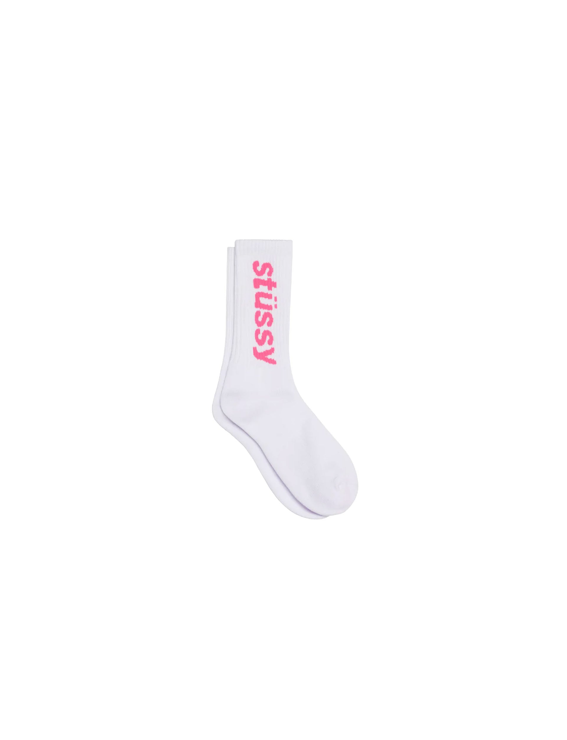 STÜSSY Helvetica Crew Socks WHITE/PINK