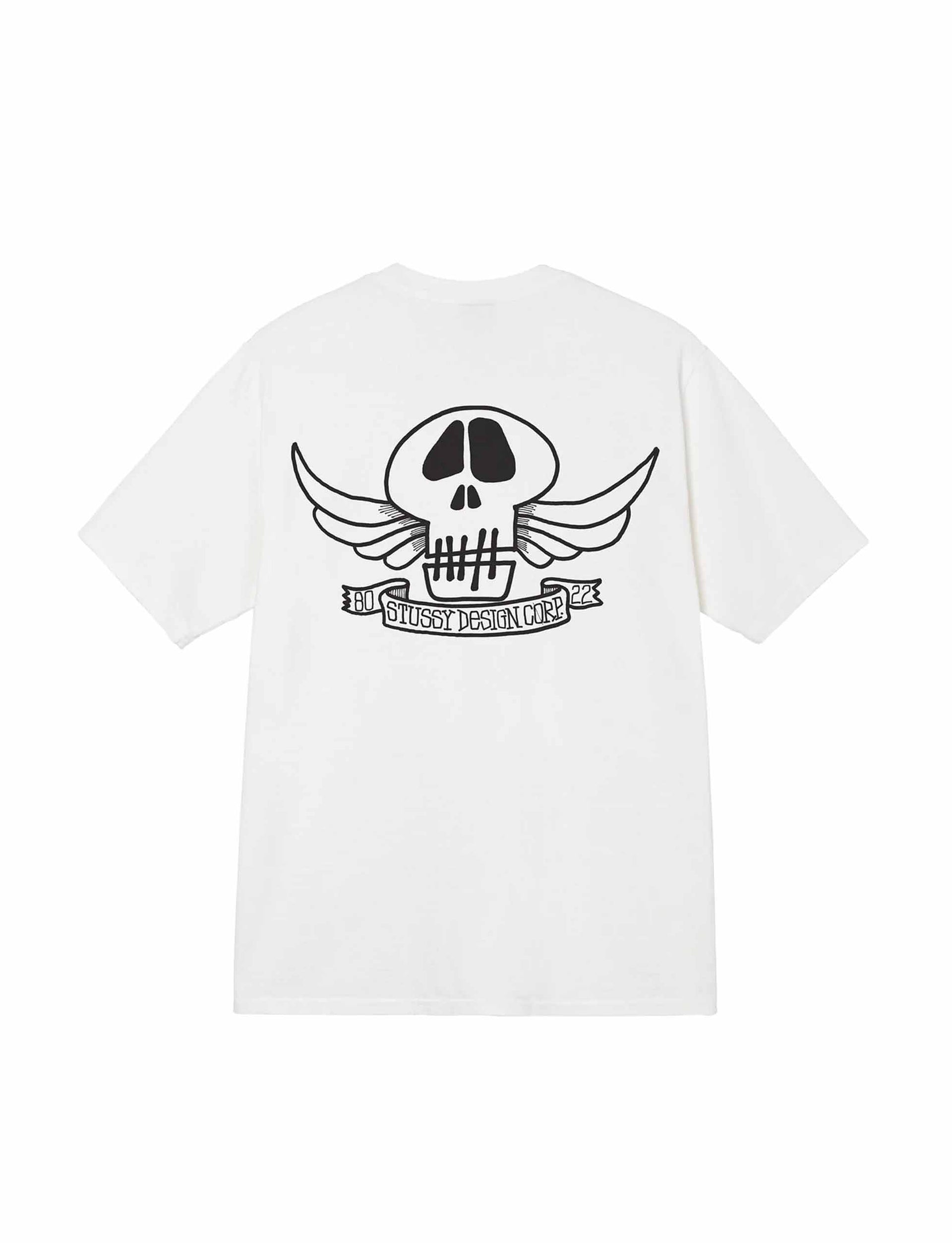 STÜSSY Skull Wings Pig. Dyed Tee White