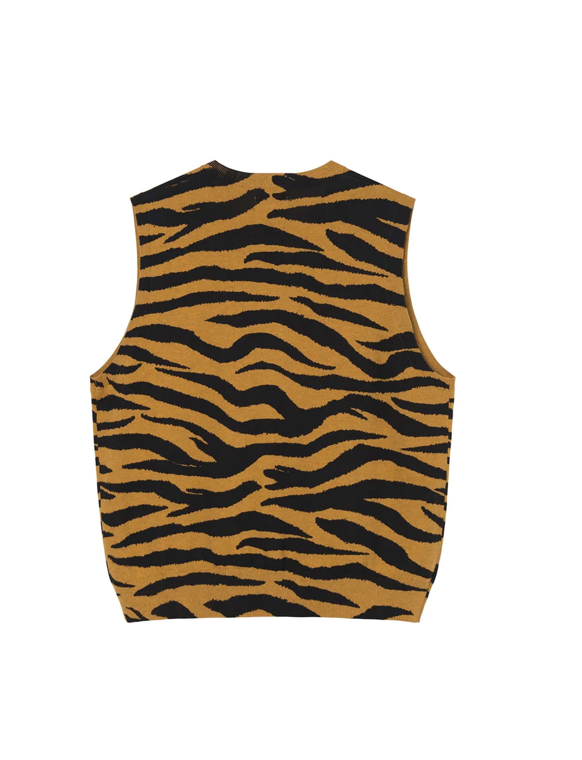 STÜSSY Tiger Printed Sweater Vest MUSTARD