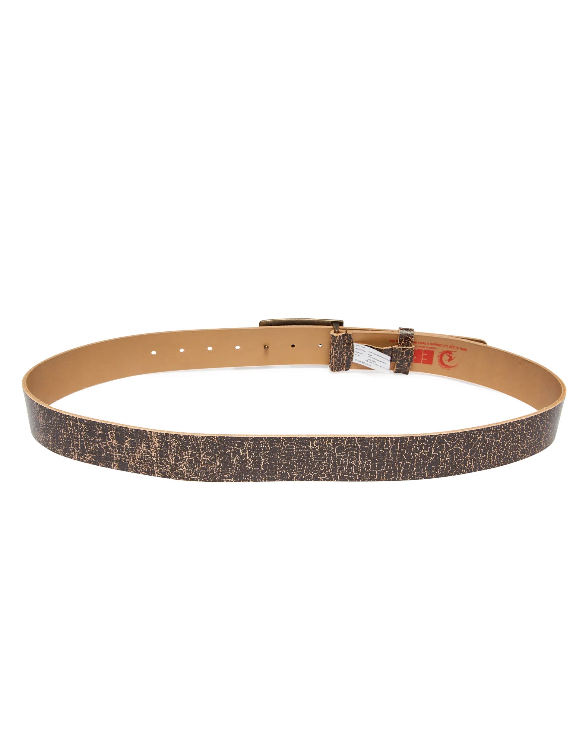 ERL UNISEX LOGO BELT LEATHER BROWN