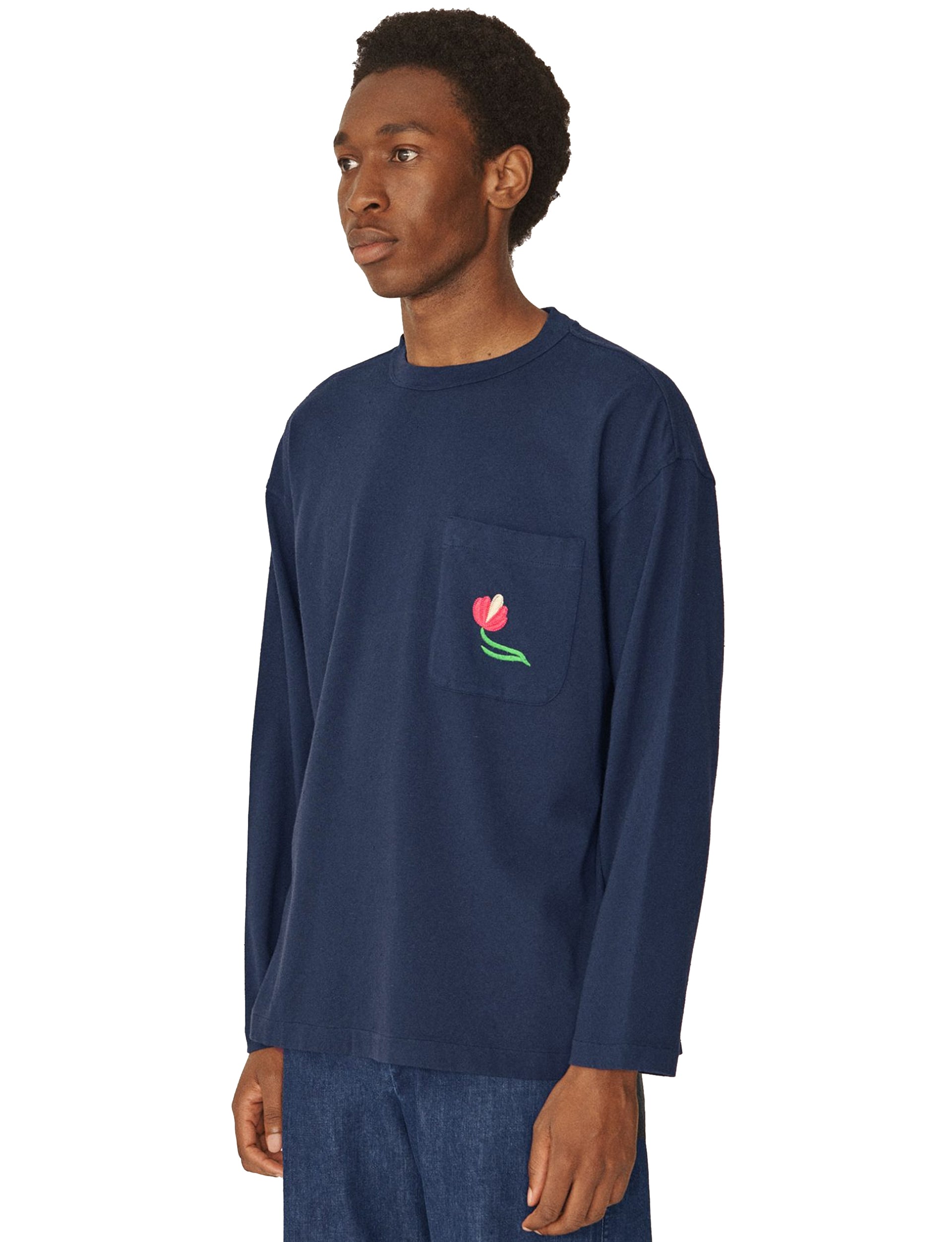 YMC MONTEREY FLECKED NEPS JERSEY TOP NAVY
