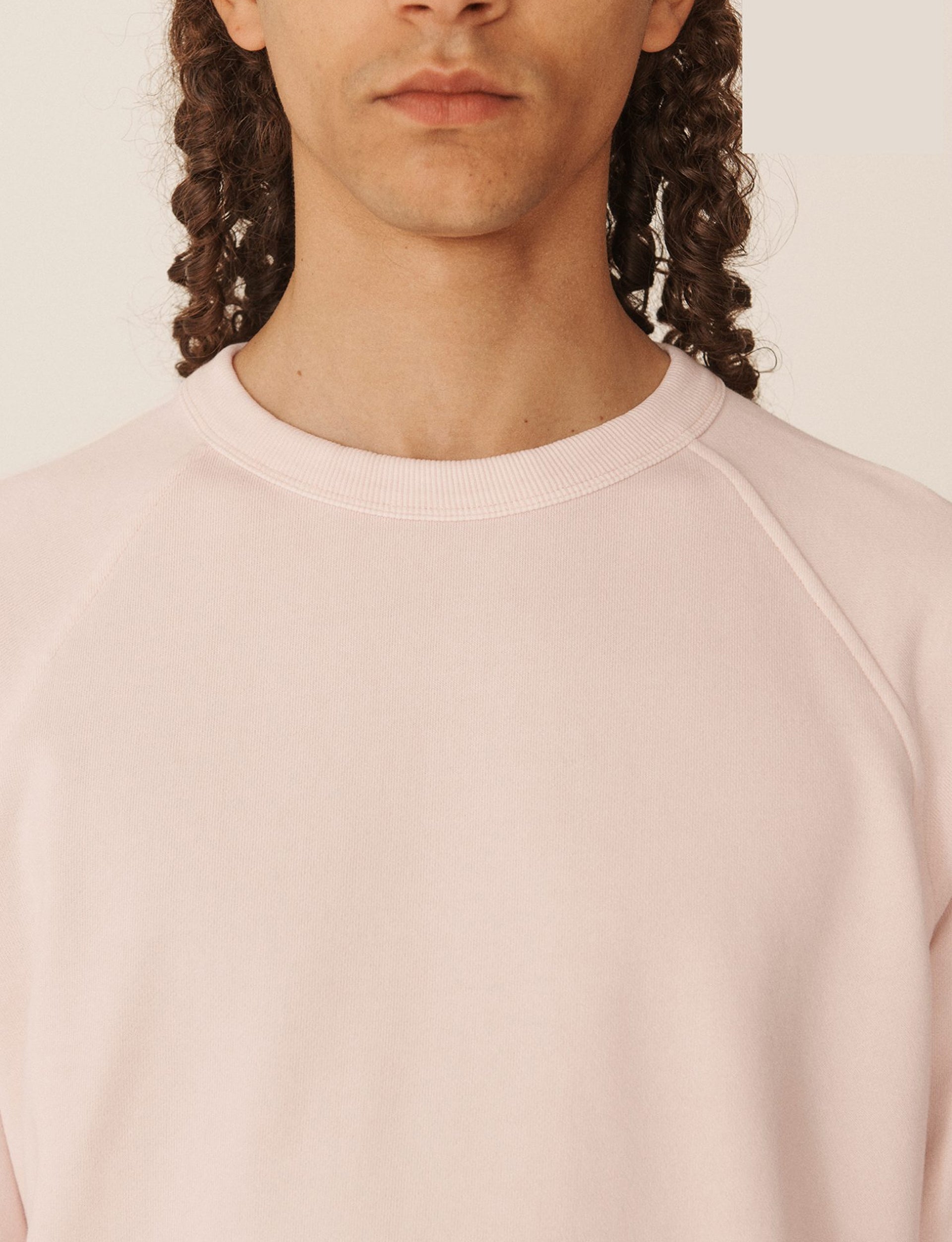 YMC SCHRANK GARMENT DYED LOOPBACK JERSEY SWEATSHIRT PINK