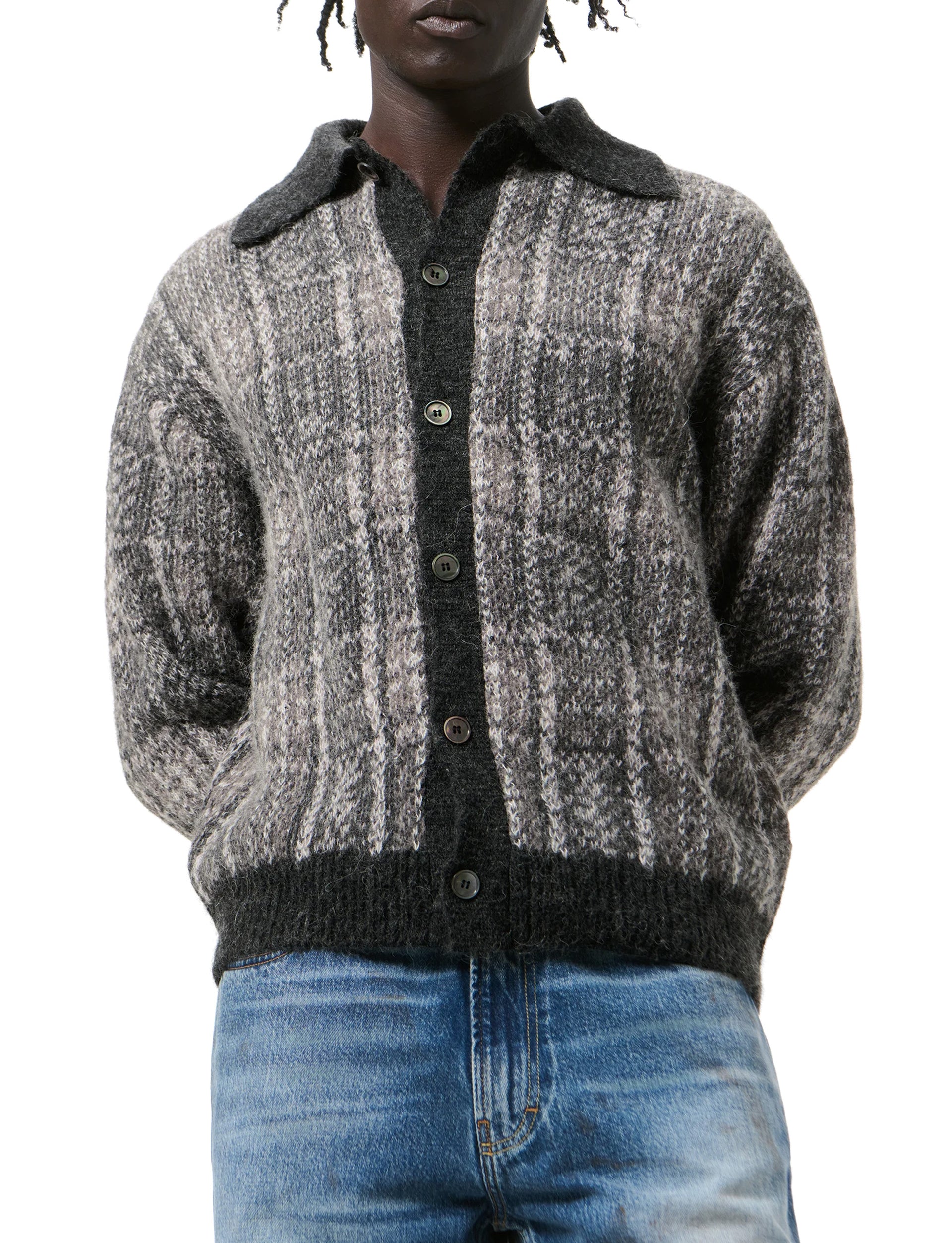 OUR LEGACY EVENING POLO Grand Check Fuzzy Alpaca