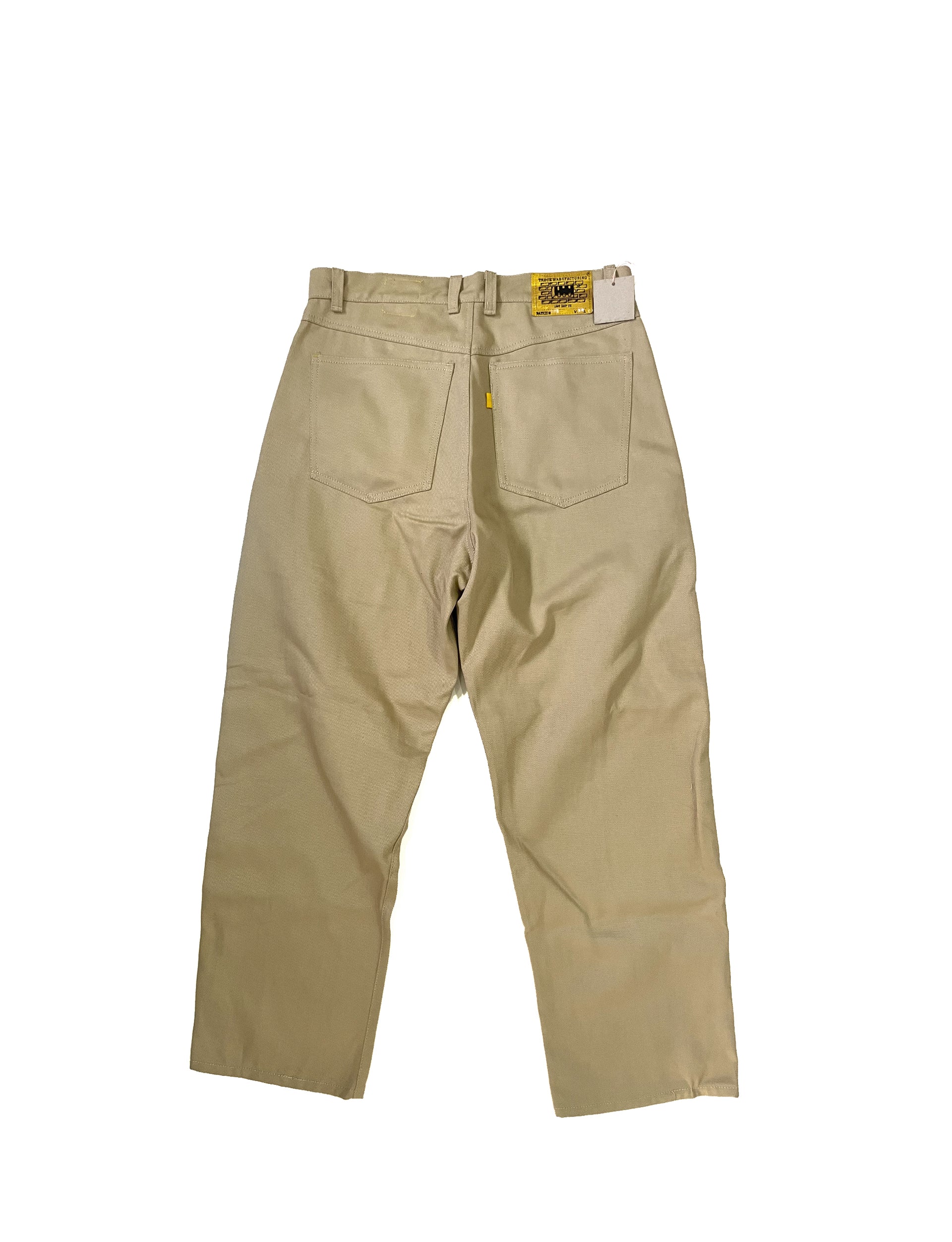 TRECE MANUFACTURING BEIGE ‘STRAYCAT’ 5pocket long trousers.