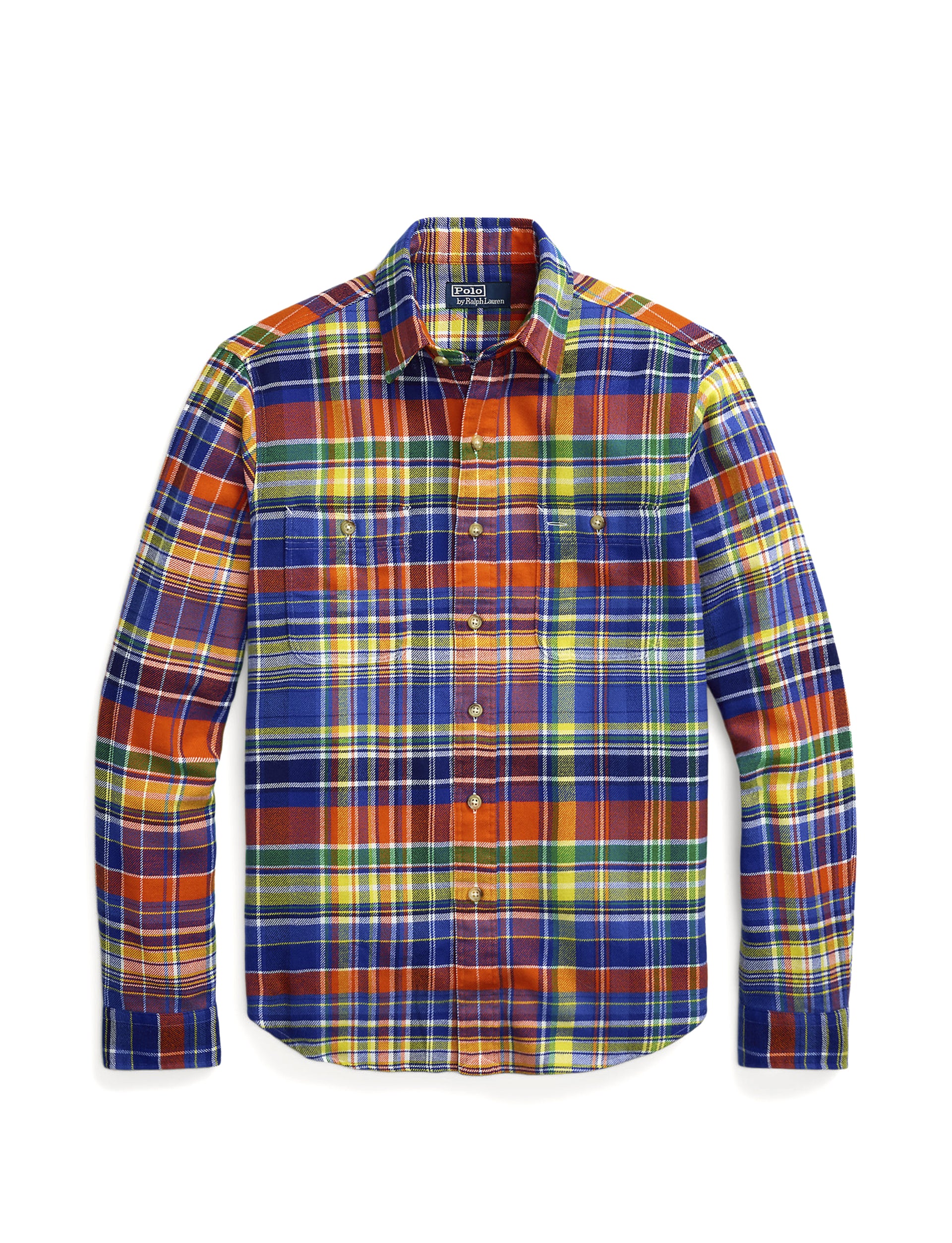 POLO RALPH LAUREN CLASSIC FIT PLAID TWILL WORKSHIRT ORANGE