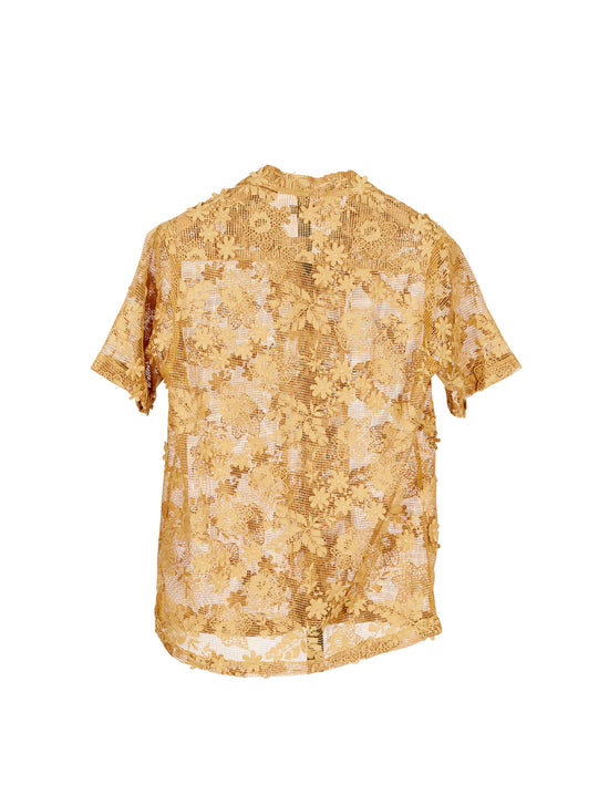 CMMN SWDN Duane Short Sleeve Camp Collar Shirt Floral Mesh