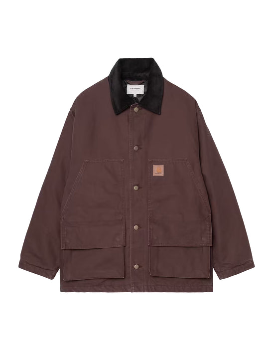 CARHARTT WIP Lander Coat Cotton Canvas Palisander / Black, stone washed