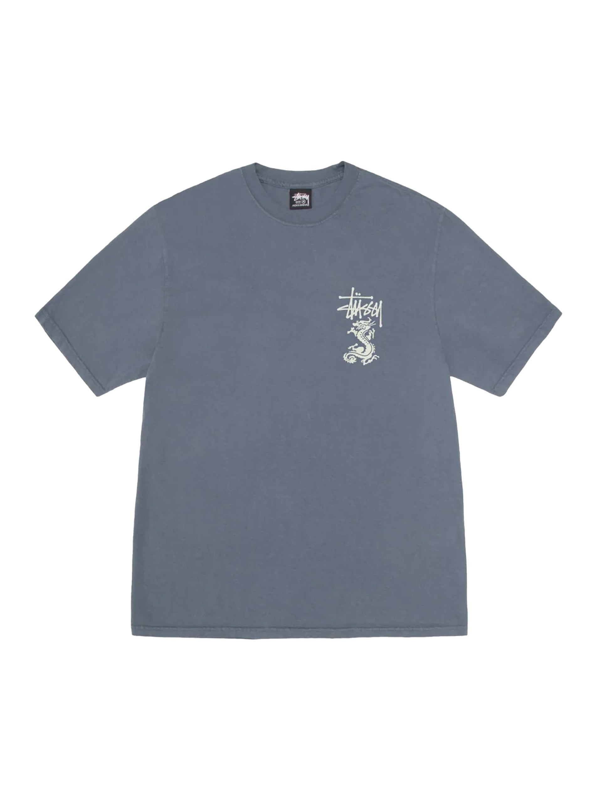 STÜSSY Double Dragon Pig. Dyed Tee Navy