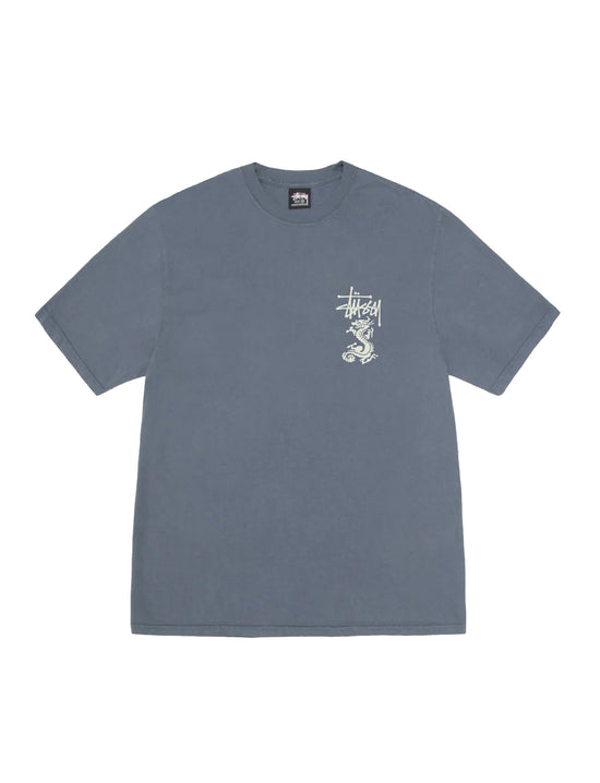 STÜSSY Double Dragon Pig. Dyed Tee Navy