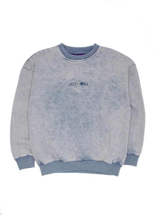 FUCKING AWESOME Little Stamp Snow Wash Crewneck Sweatshirt Dusty Blue