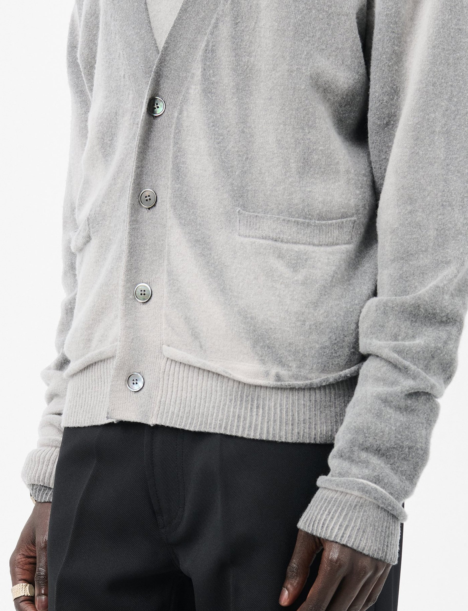 OUR LEGACY PARALLEL CARDIGAN Grey Spray Dye Cherub Wool