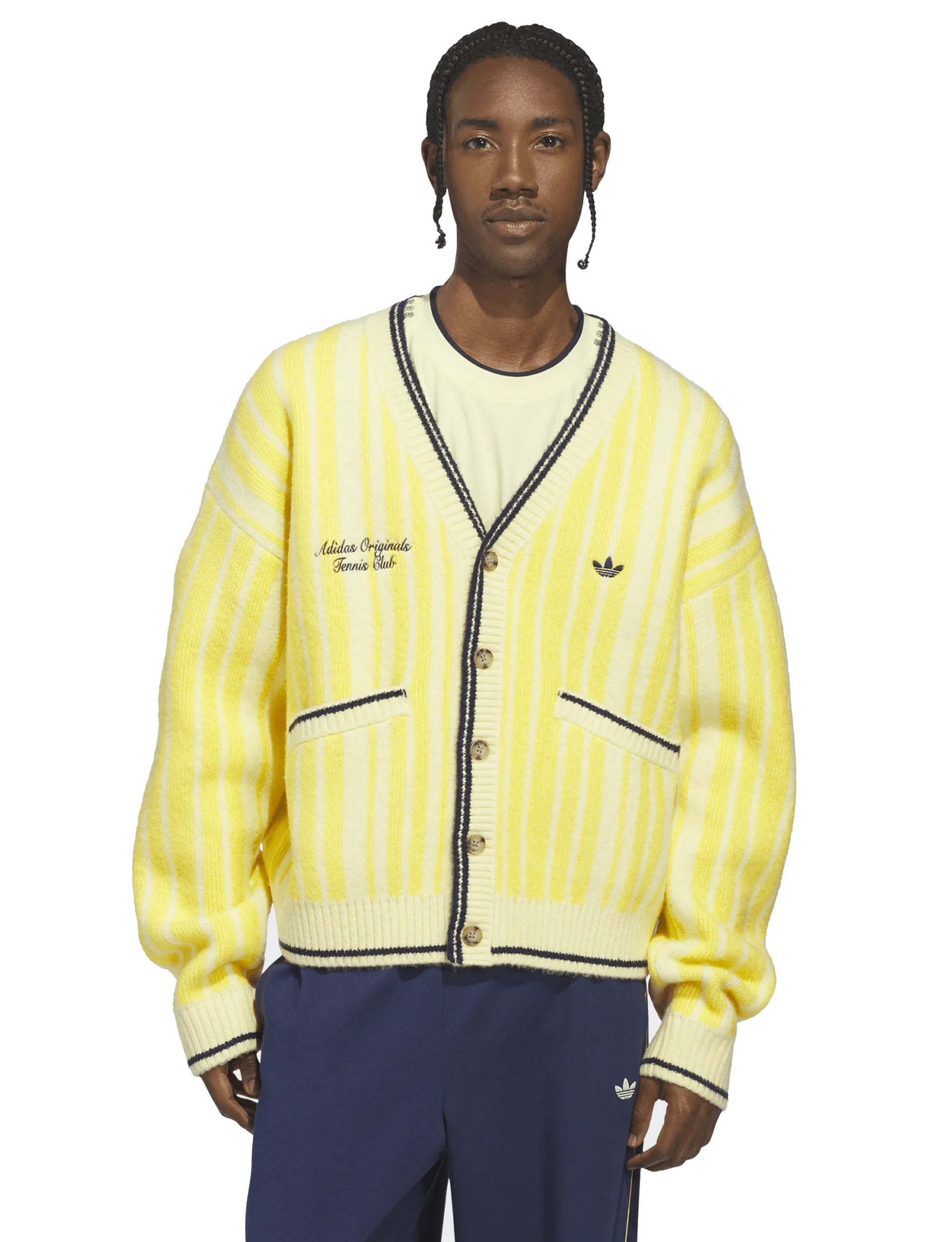 ADIDAS ORIGINALS CHEVIOT KNIT CARDIGAN YELLOW