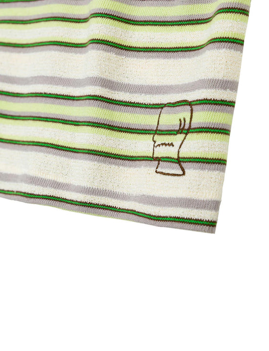 BRAIN DEAD LOOPED STRIPE T-SHIRT - GREEN MULTI
